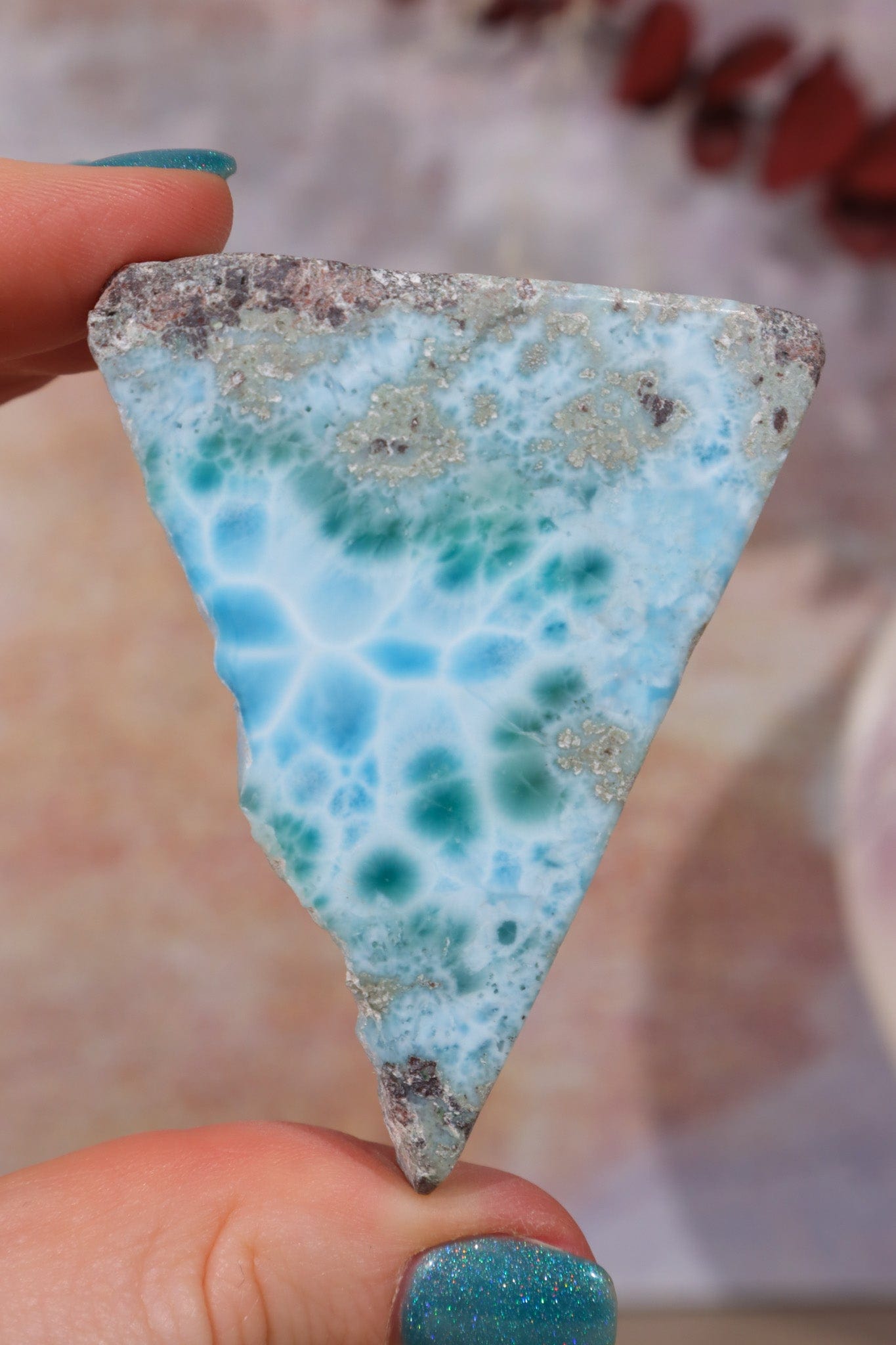 Larimar Freeform Slice 51.90gr Rocks & Fossils Tali & Loz Crystals