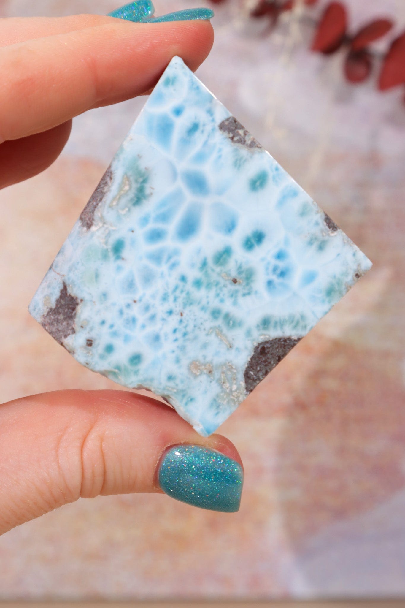 Larimar Freeform Slice 55.20gr Rocks & Fossils Tali & Loz Crystals