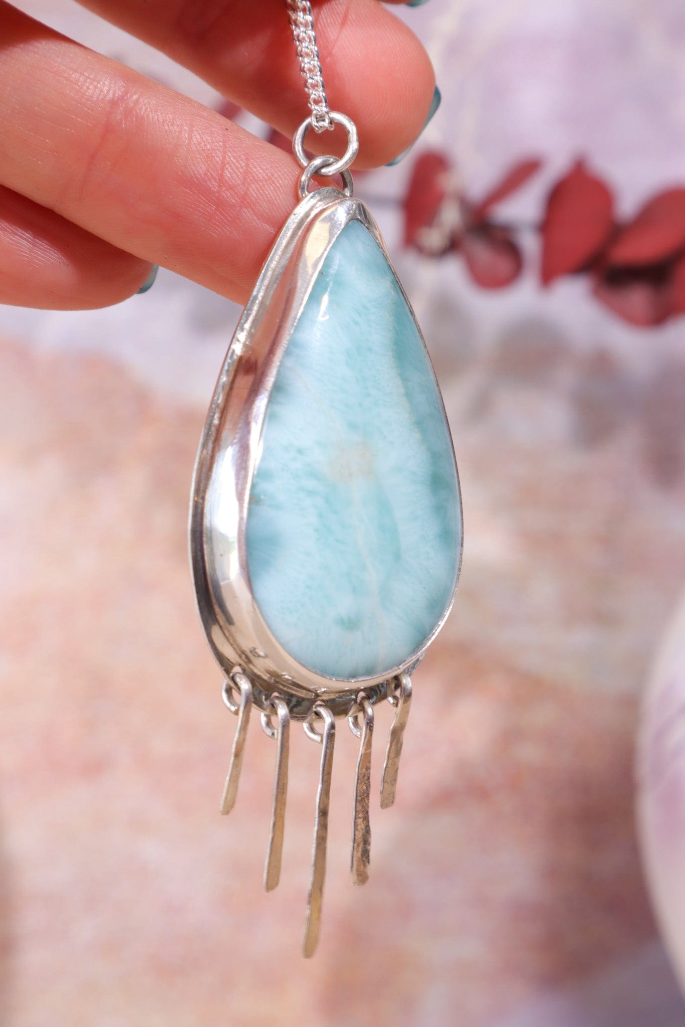 Larimar Tear Drop Necklace, Handmade in the UK Jewellery Tali & Loz Crystals