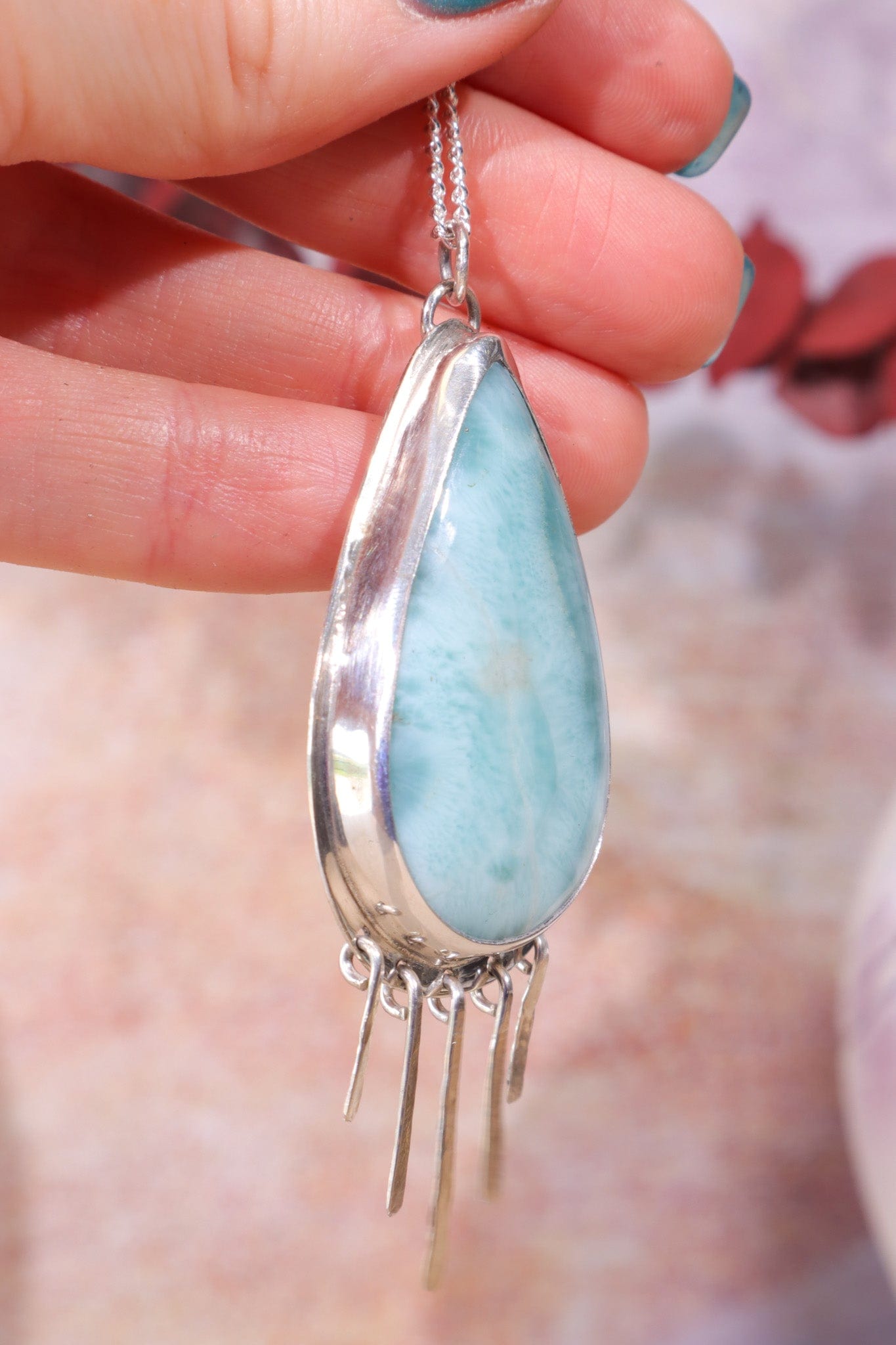 Larimar Tear Drop Necklace, Handmade in the UK Jewellery Tali & Loz Crystals