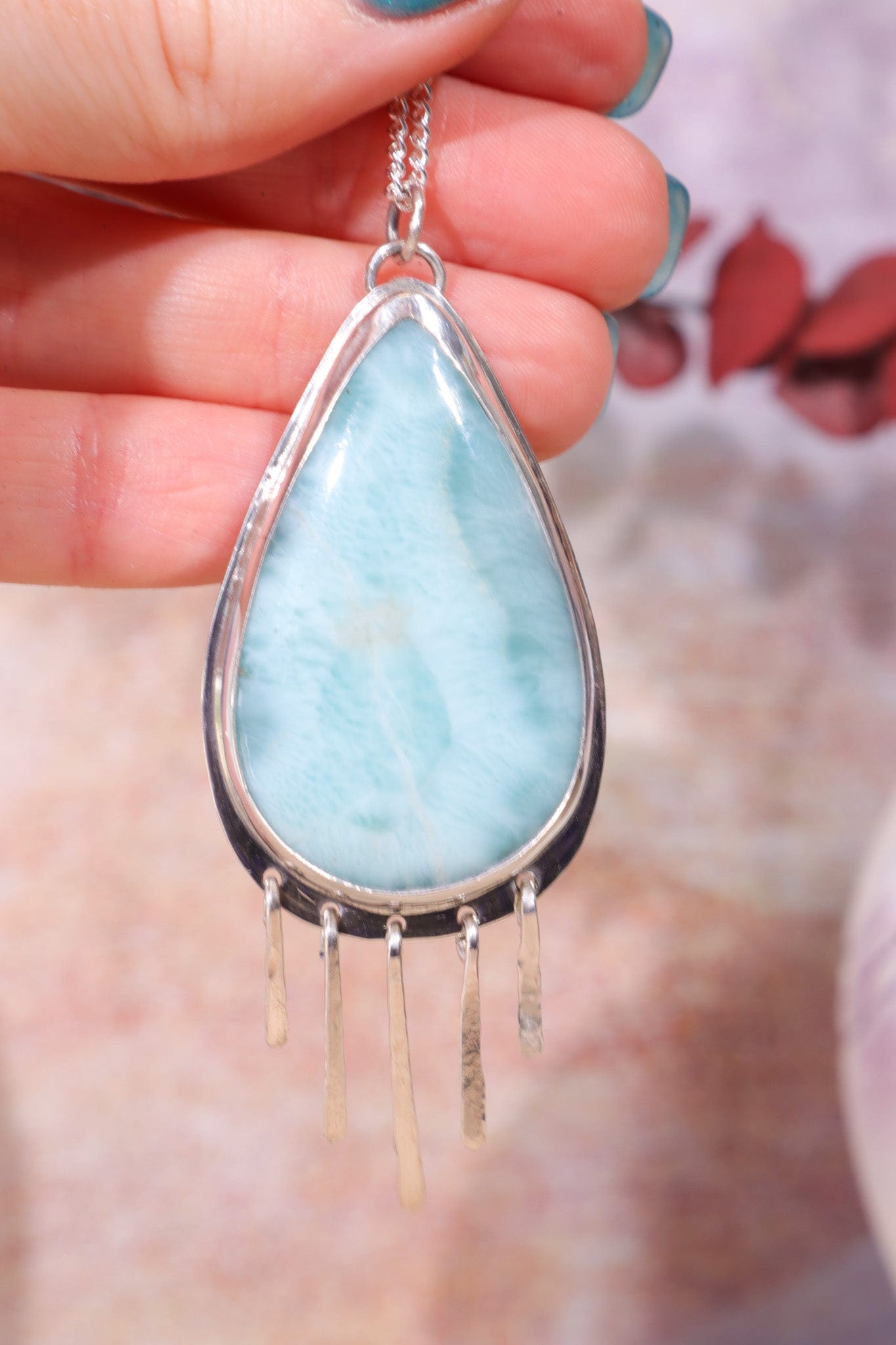 Larimar Tear Drop Necklace, Handmade in the UK Jewellery Tali & Loz Crystals