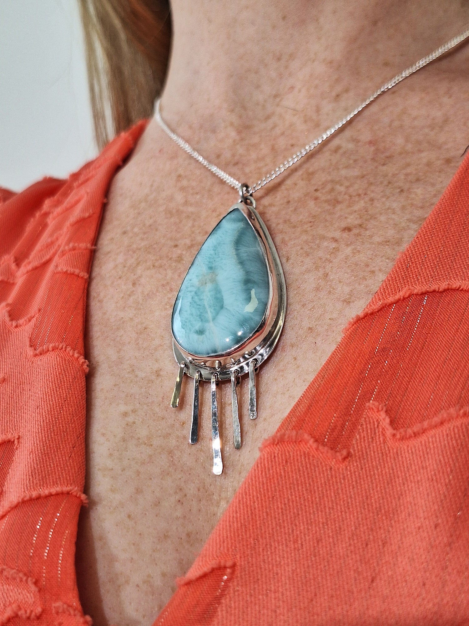 Larimar Tear Drop Necklace, Handmade in the UK Jewellery Tali & Loz Crystals