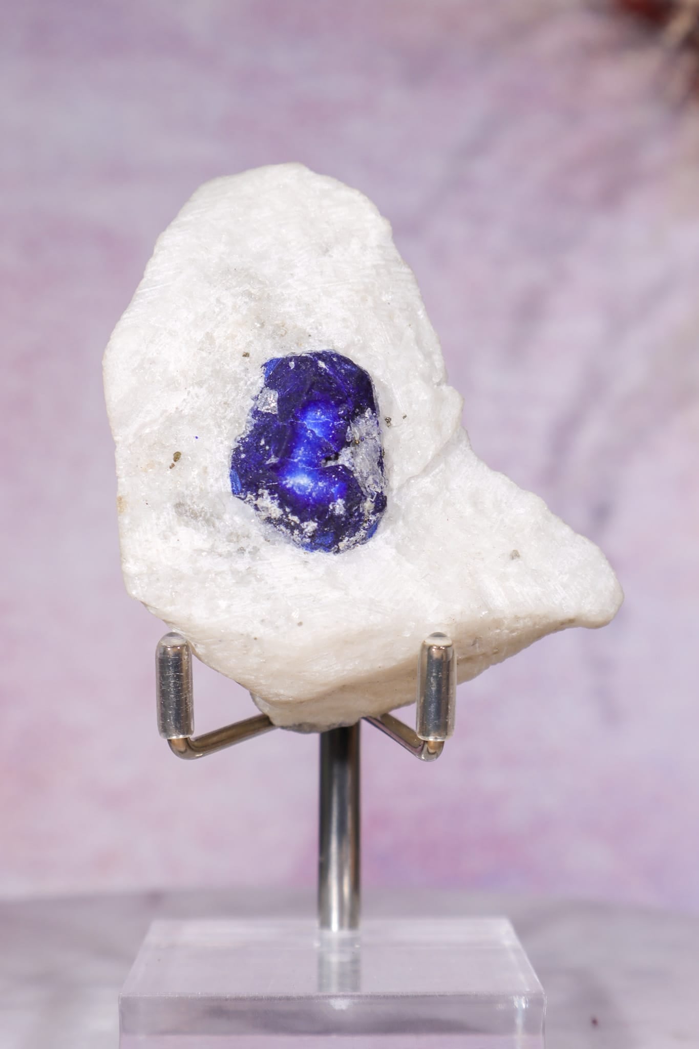 Lazurite in White Marble 7cm, Sar-e-Sang, Badakhshan, Afghanistan, Sold as Seen Minerals Tali & Loz Crystals