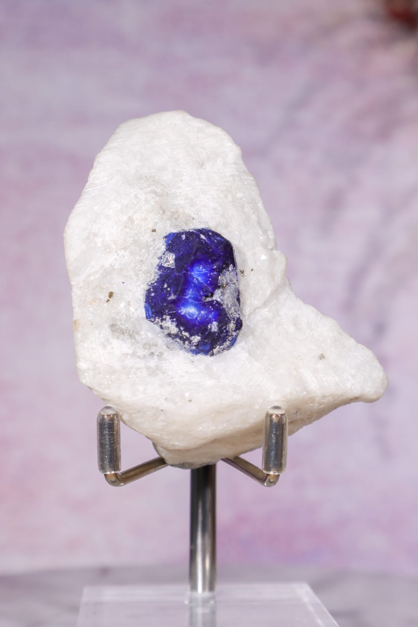 Lazurite in White Marble 7cm, Sar-e-Sang, Badakhshan, Afghanistan, Sold as Seen Minerals Tali & Loz Crystals