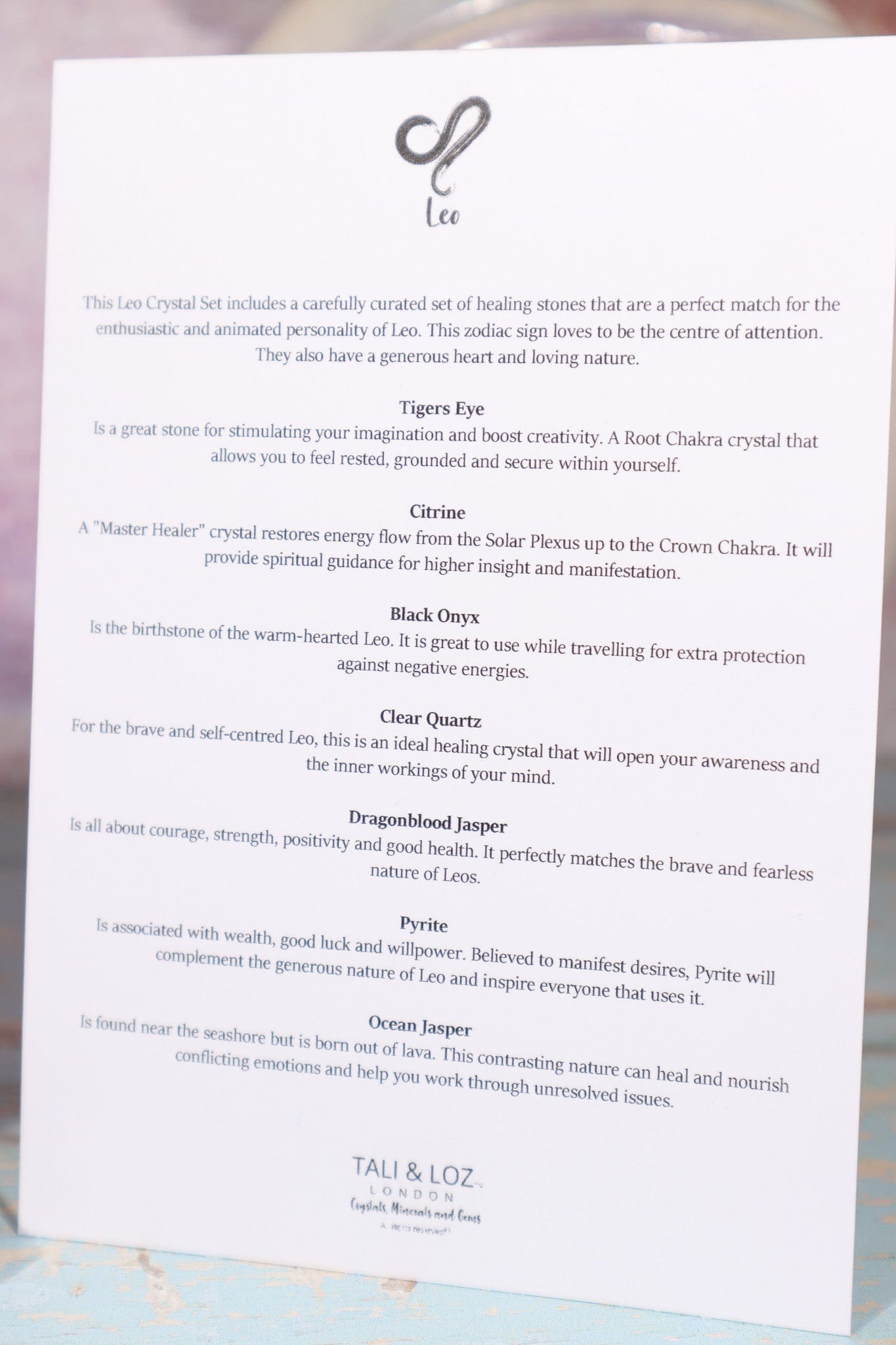 Leo Zodiac Crystal Set Crystal Sets Tali & Loz Crystals