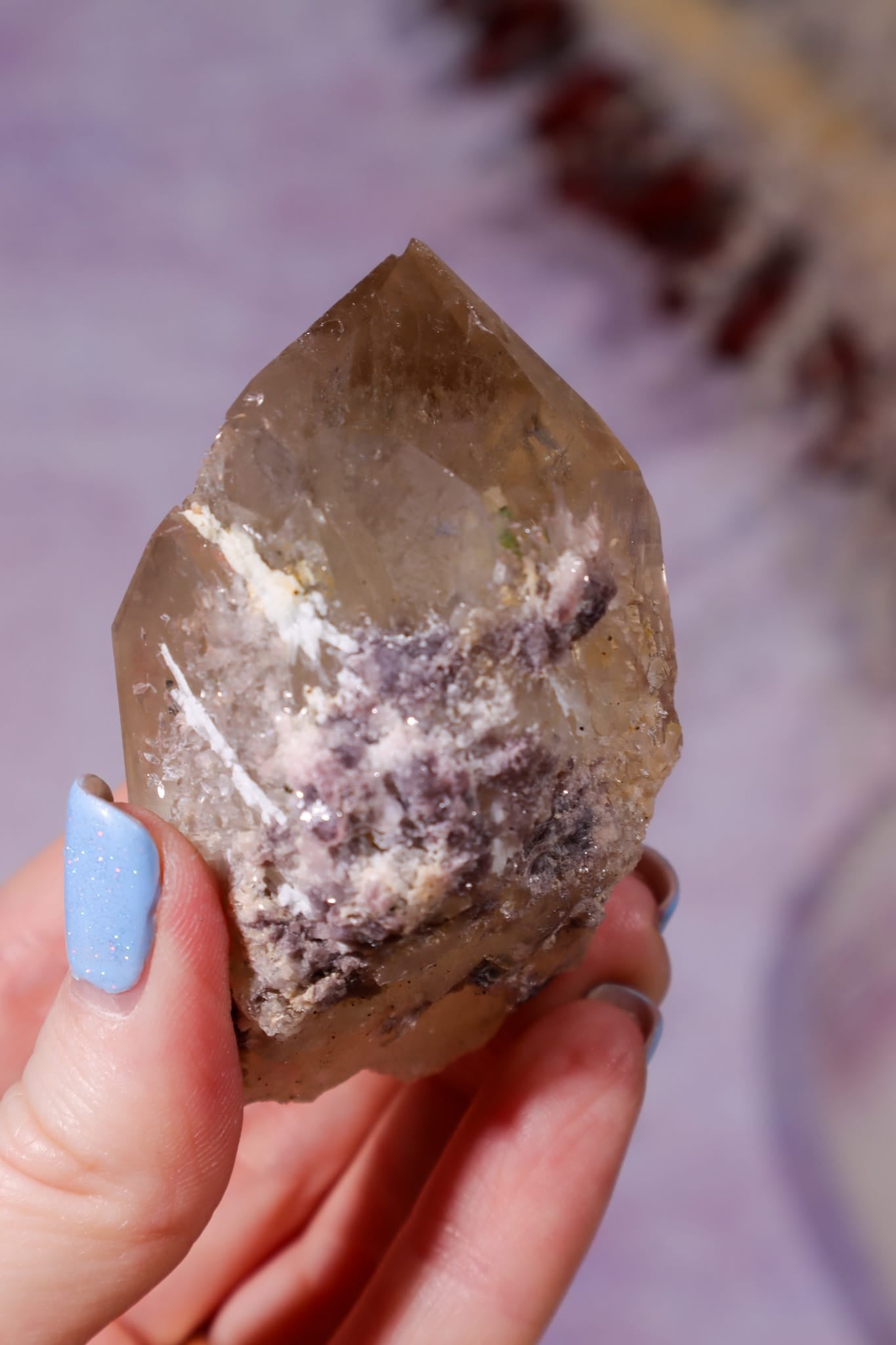 Lepidolite in Citrine on Stand 11.5cm, Brazil Specimen Tali & Loz Crystals