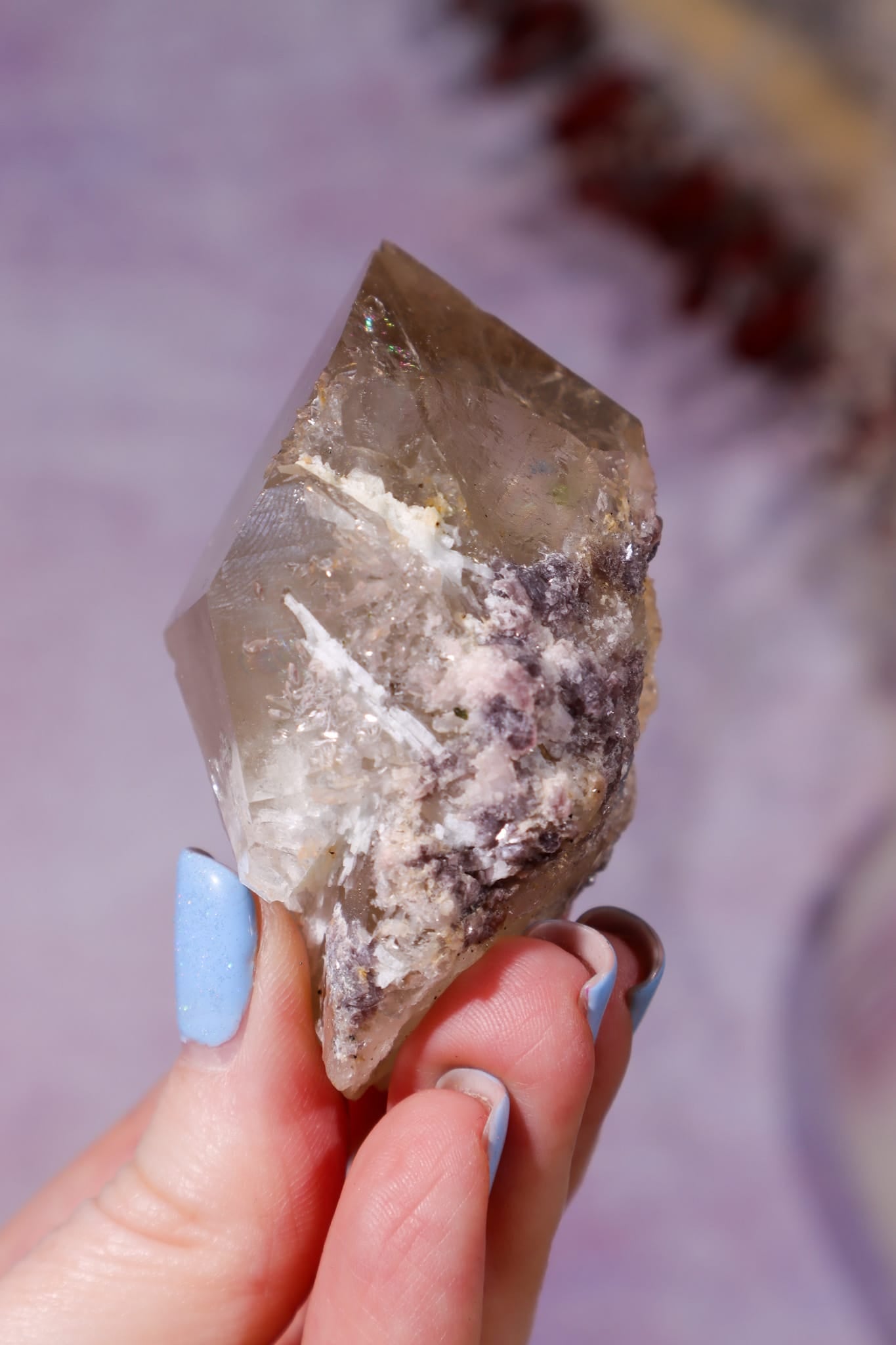 Lepidolite in Citrine on Stand 11.5cm, Brazil Specimen Tali & Loz Crystals
