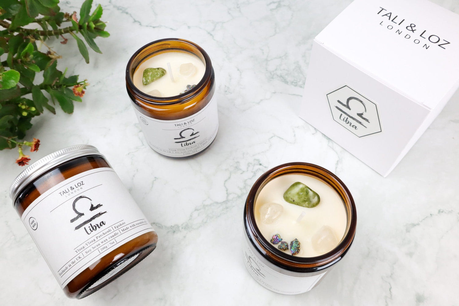 Libra Candle with Epidote - Tali & Loz Crystals