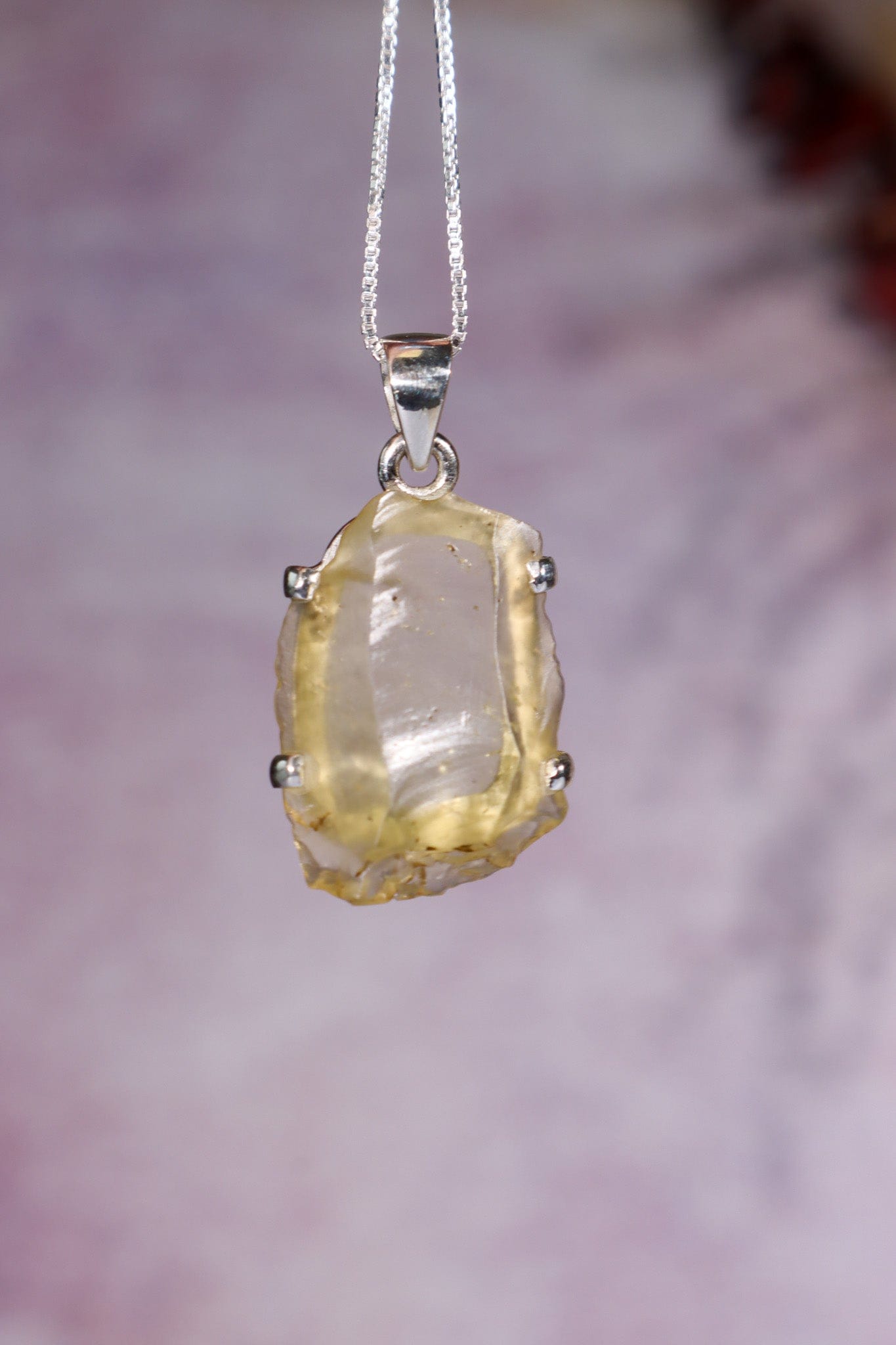 Libyan Desert Glass Tektite 2.75gr AAA- Grade 925 Silver Pendant With Chain Jewellery Tali & Loz Crystals