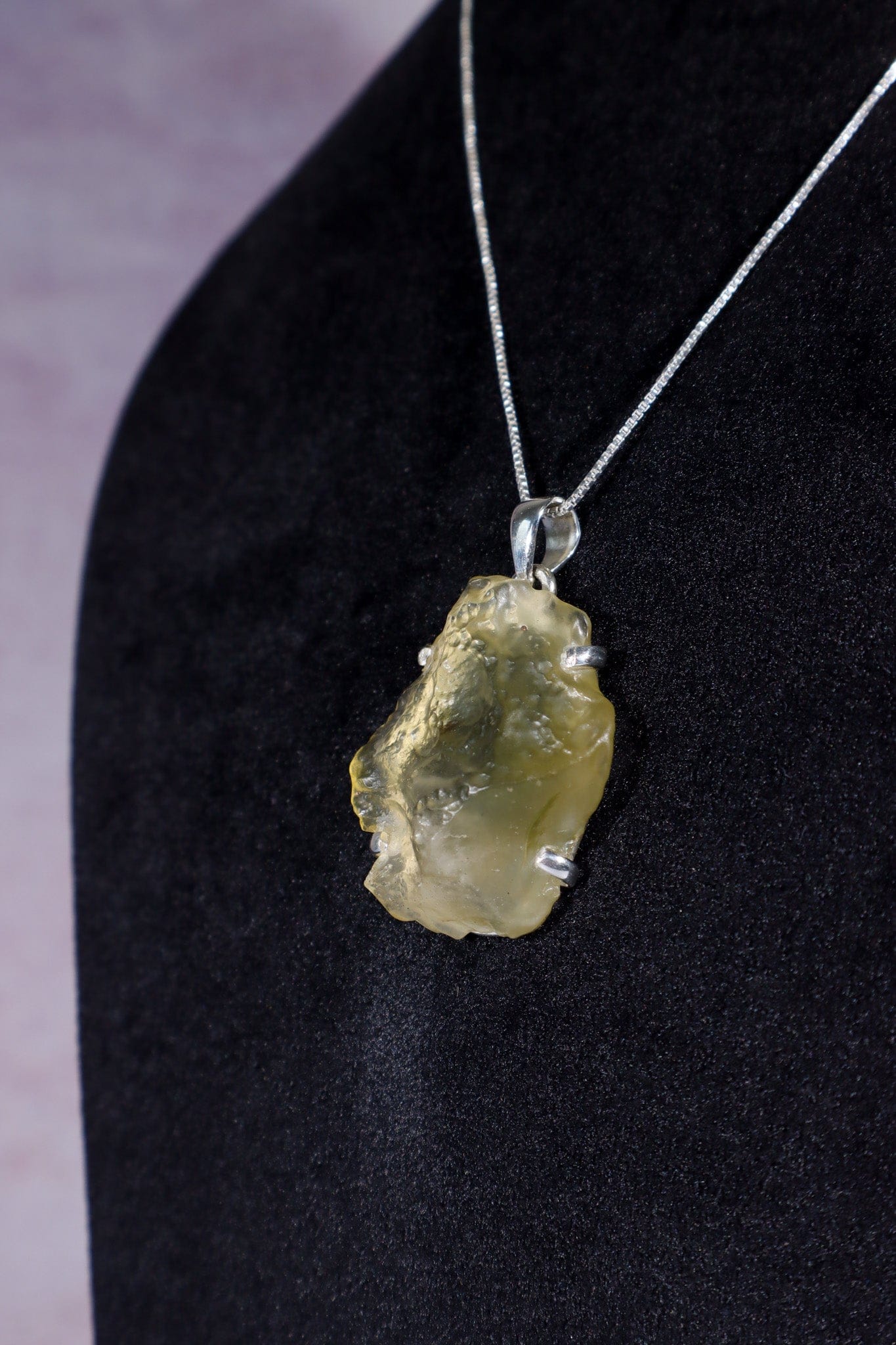 Libyan Desert Glass Tektite 9.66gr AA- Grade 925 Silver Pendant With Chain Jewellery Tali & Loz Crystals