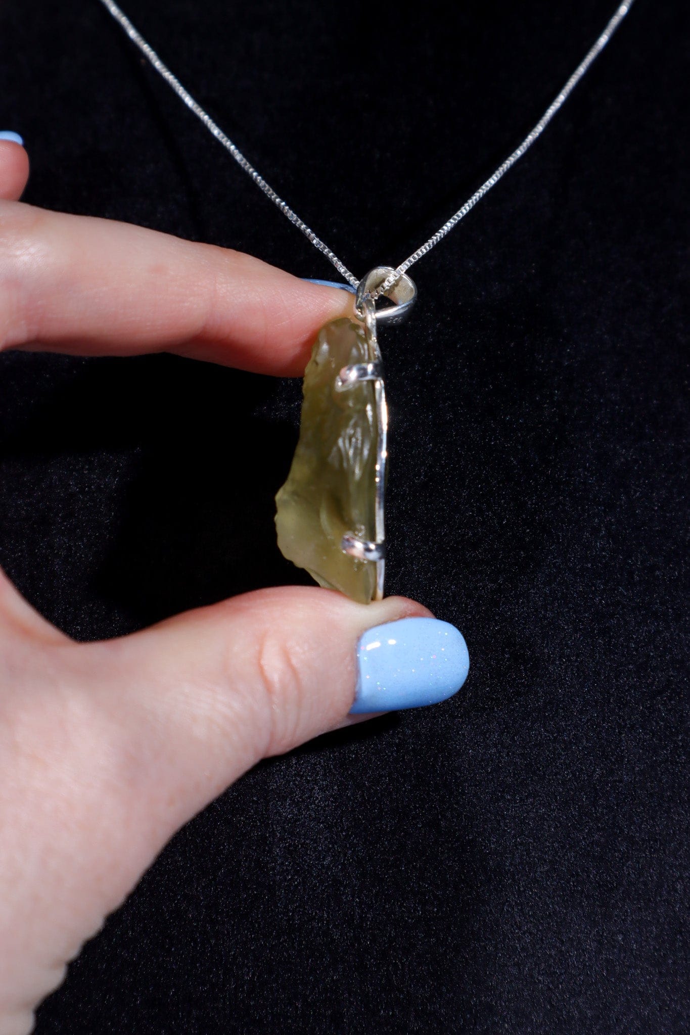 Libyan Desert Glass Tektite 9.66gr AA- Grade 925 Silver Pendant With Chain Jewellery Tali & Loz Crystals