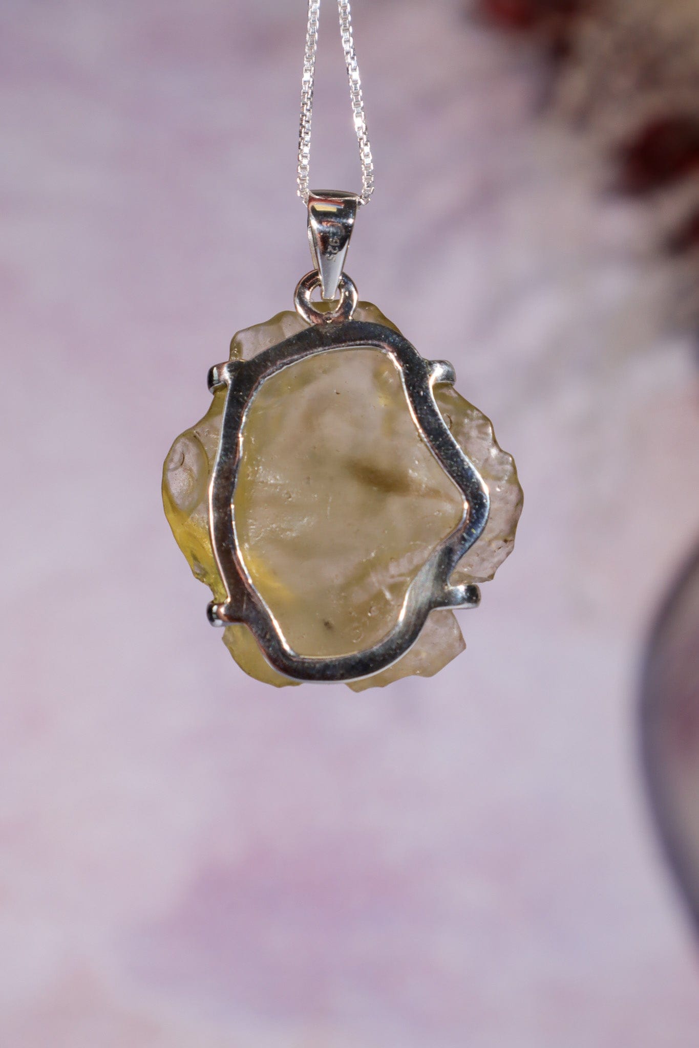 Libyan Desert Glass Tektite 9.66gr AA- Grade 925 Silver Pendant With Chain Jewellery Tali & Loz Crystals
