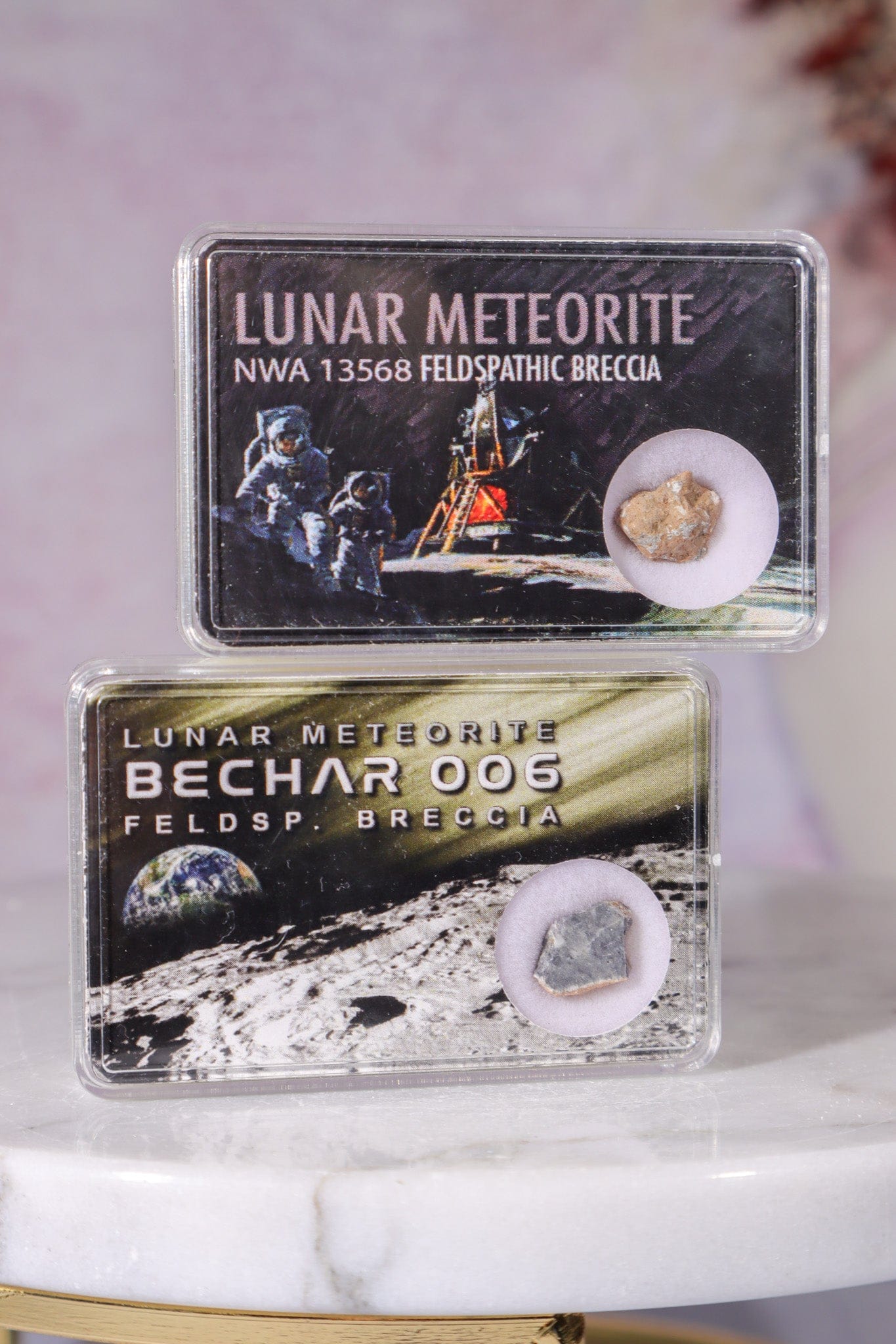 Lunar Meteorite, Northwest Africa, Feldspathic Breccia, Intuitively Chosen Meteorite Tali & Loz Crystals