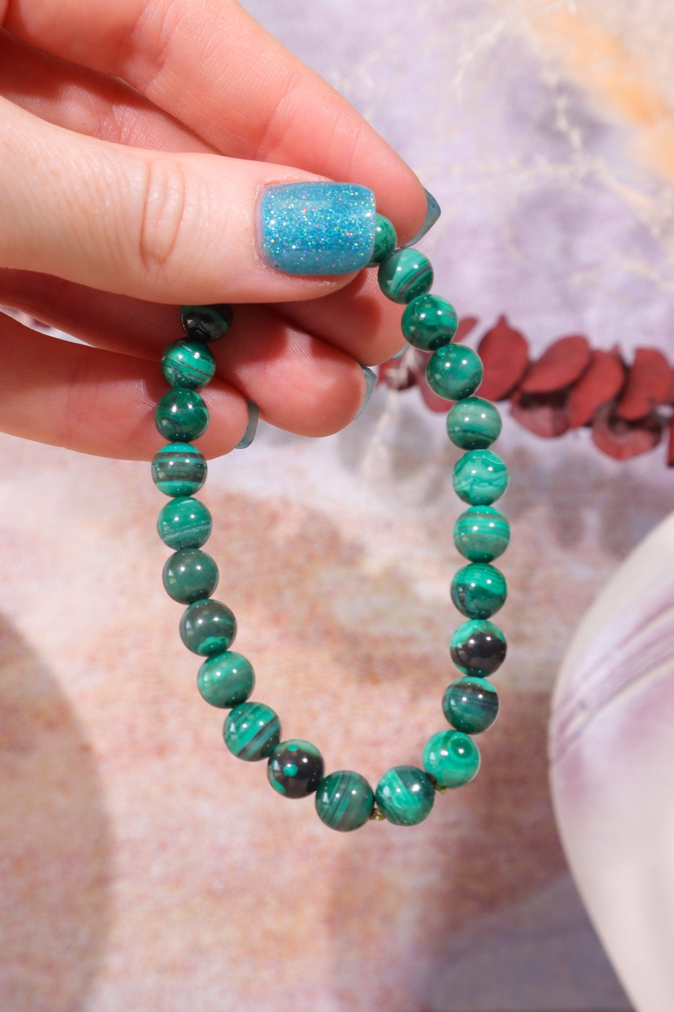 Malachite Beaded Bracelet, Intuitively Chosen Jewellery Tali & Loz Crystals