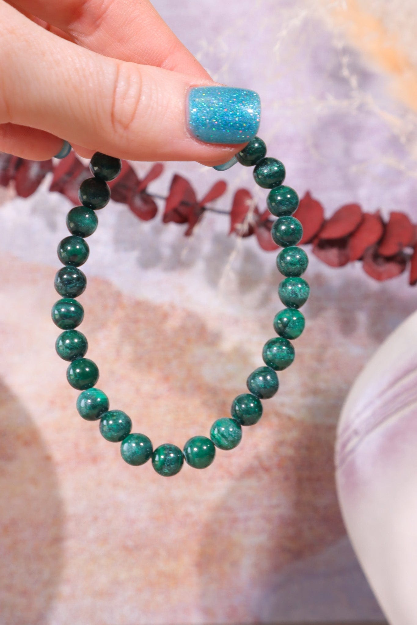 Malachite Beaded Bracelet, Intuitively Chosen Jewellery Tali & Loz Crystals