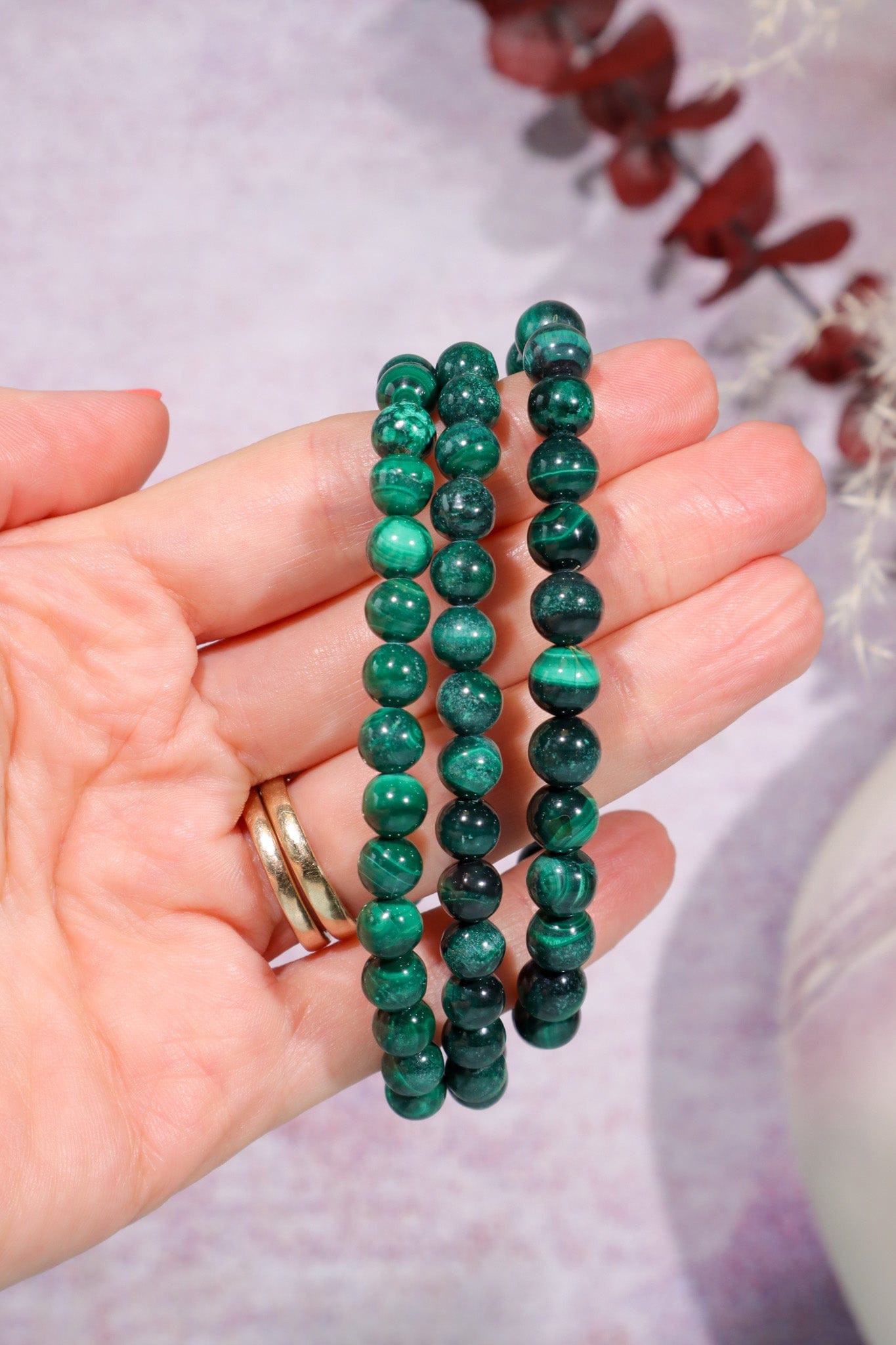 Malachite Beaded Bracelets 7.5cm, Intuitively Chosen Jewellery Tali & Loz Crystals