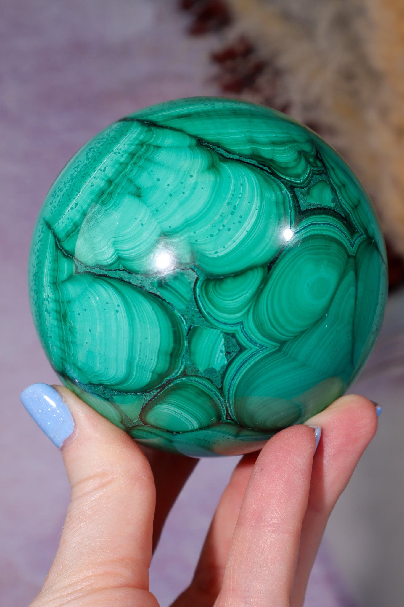 Malachite Sphere 1KG, Congo Spheres Tali & Loz Crystals