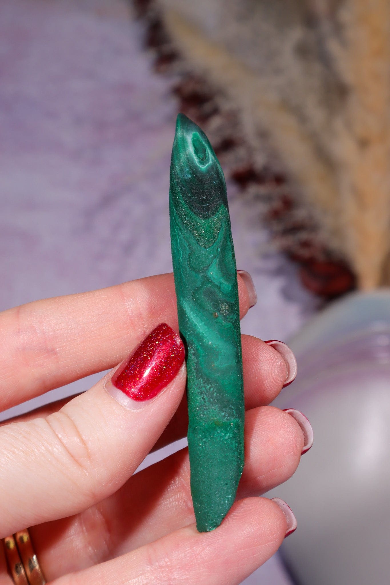 Malachite Stalactite 28gr,  Zaire- Congo Minerals Tali & Loz Crystals