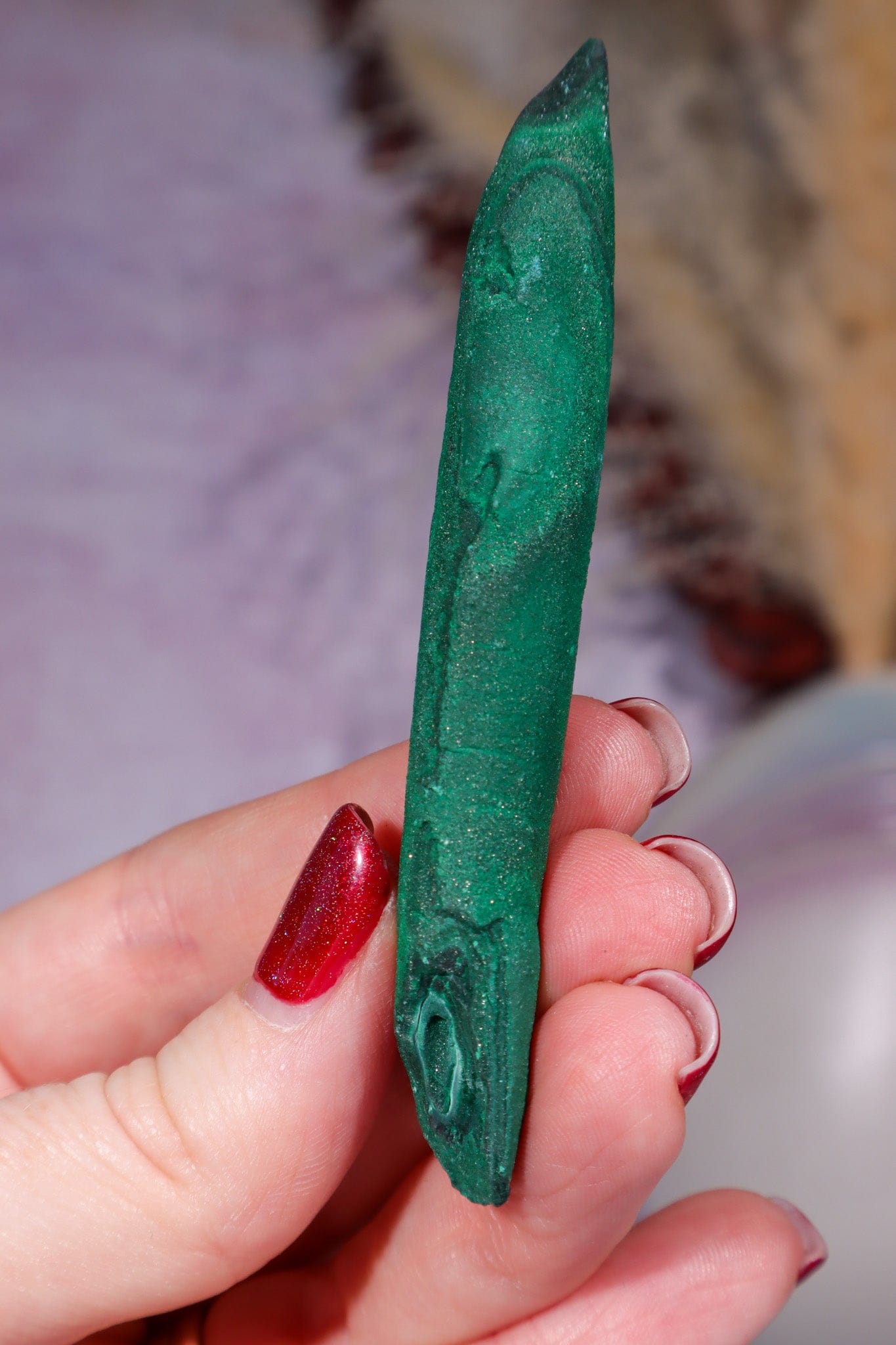 Malachite Stalactite 28gr,  Zaire- Congo Minerals Tali & Loz Crystals