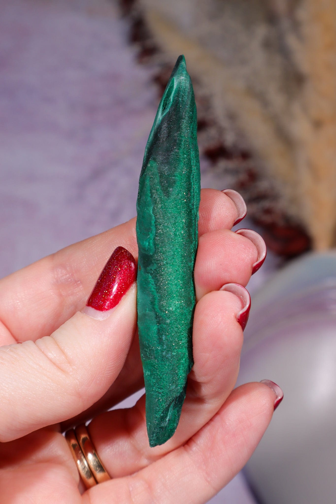 Malachite Stalactite 28gr,  Zaire- Congo Minerals Tali & Loz Crystals