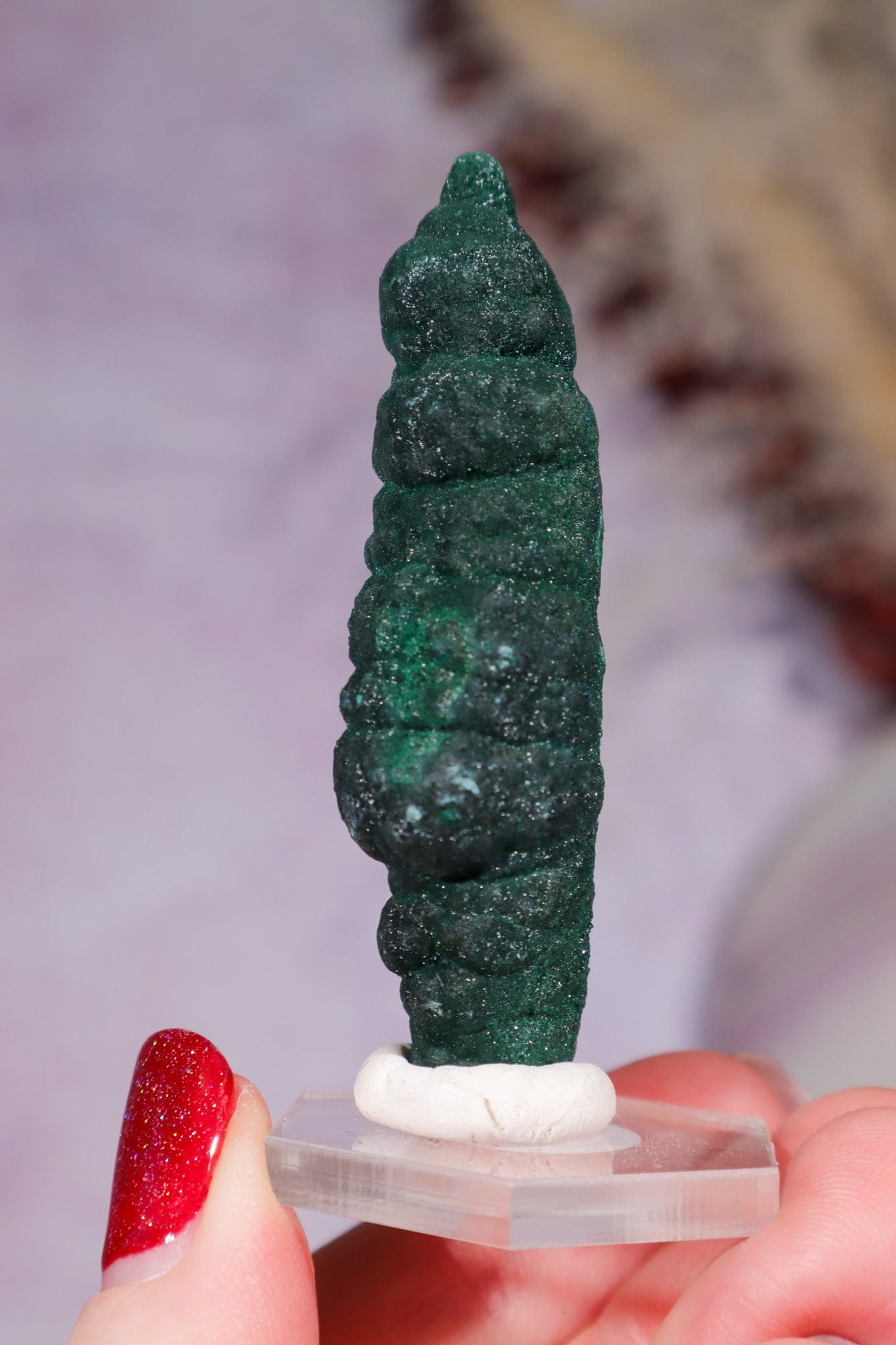 Malachite Stalactite 29gr,  Zaire- Congo Minerals Tali & Loz Crystals