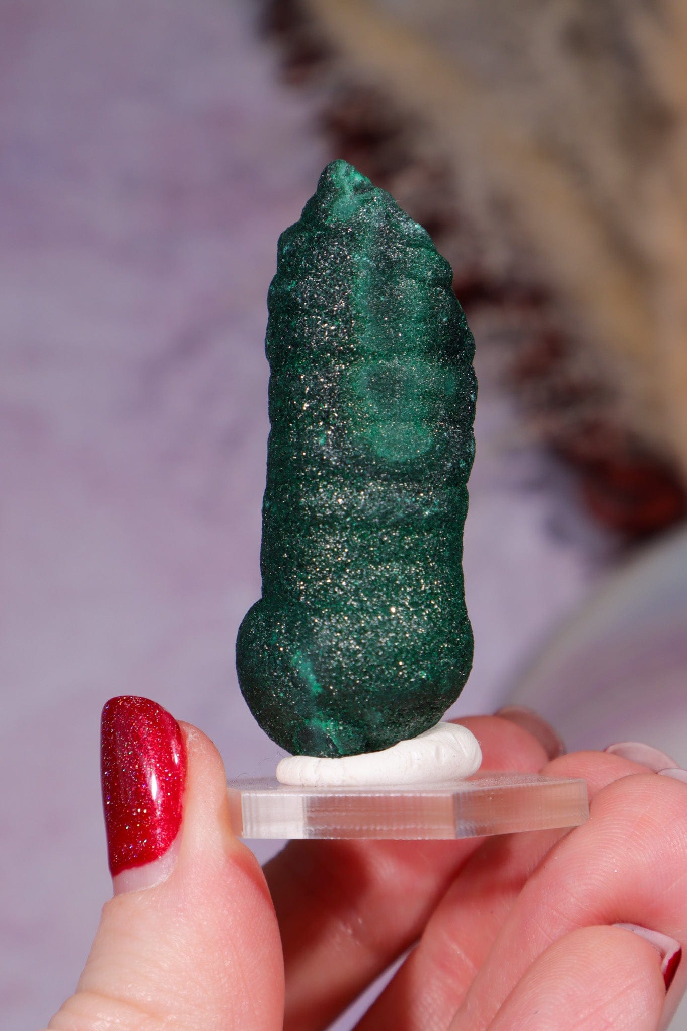 Malachite Stalactite 42gr,  Zaire- Congo Minerals Tali & Loz Crystals