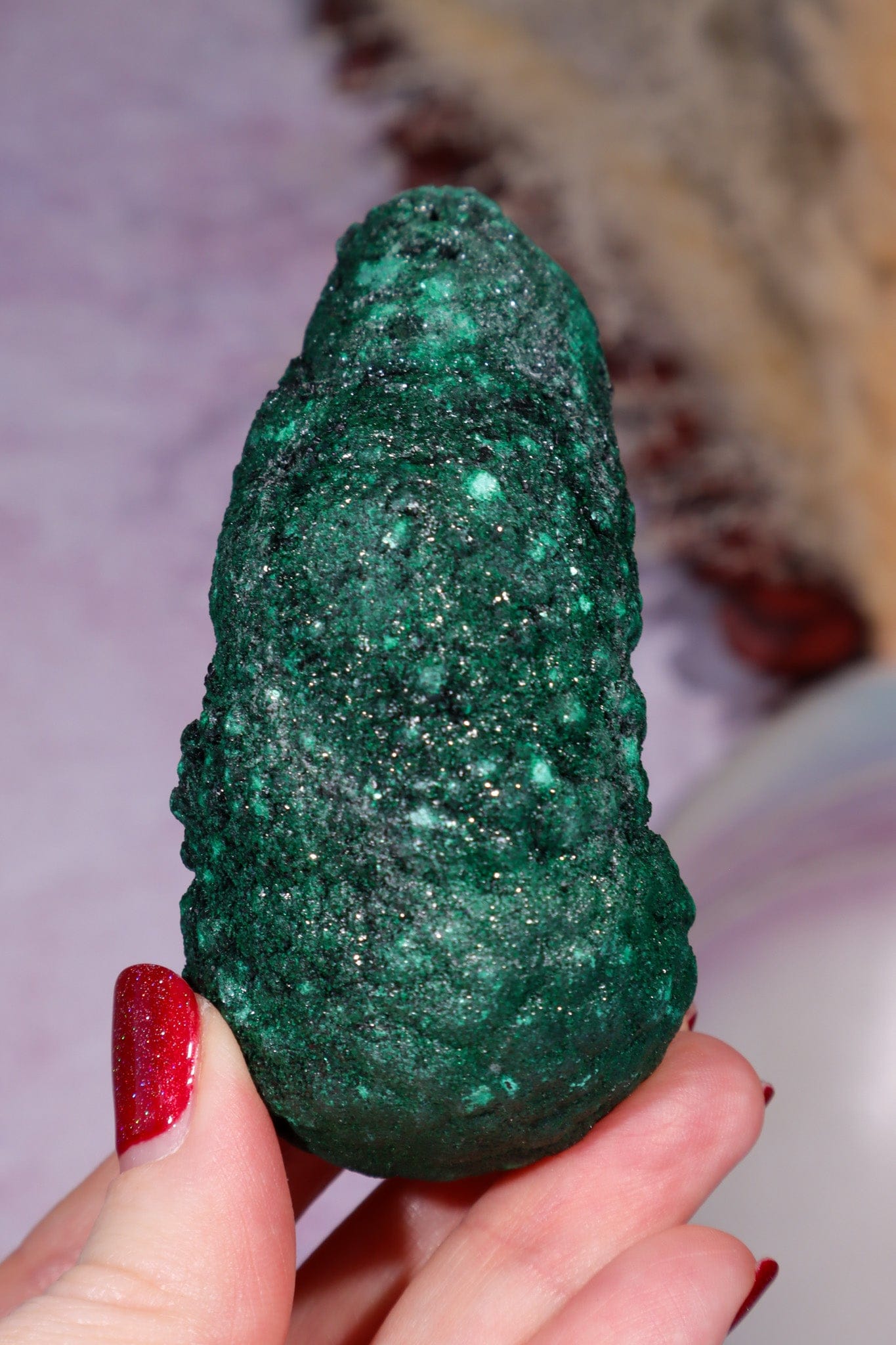 Malachite Stalactite Specimen 203gr, Zaire- Congo Minerals Tali & Loz Crystals