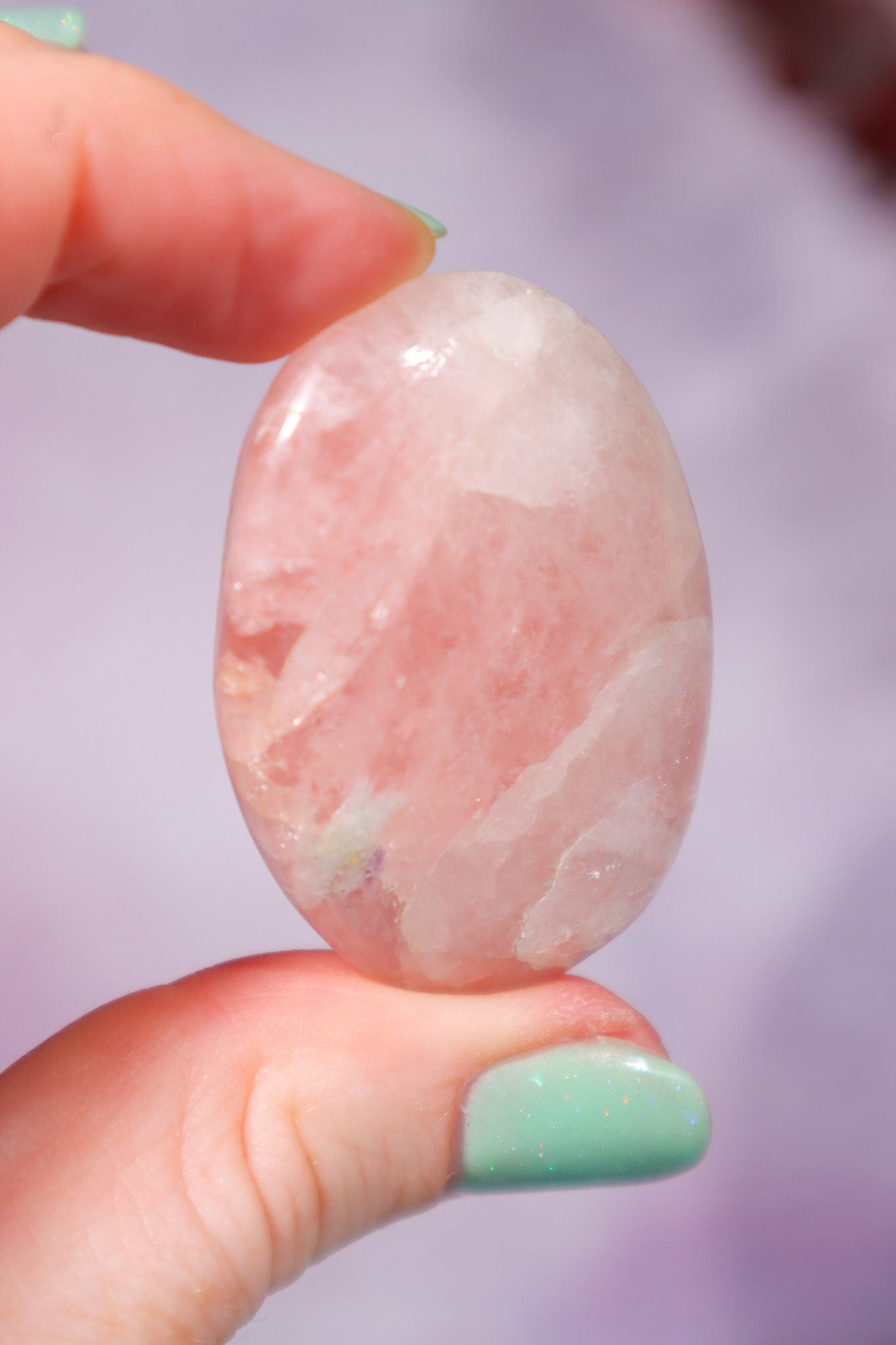Morganite With Aquamarine Inclusion Palm Stone 4.2cm Palm Stones Tali & Loz Crystals