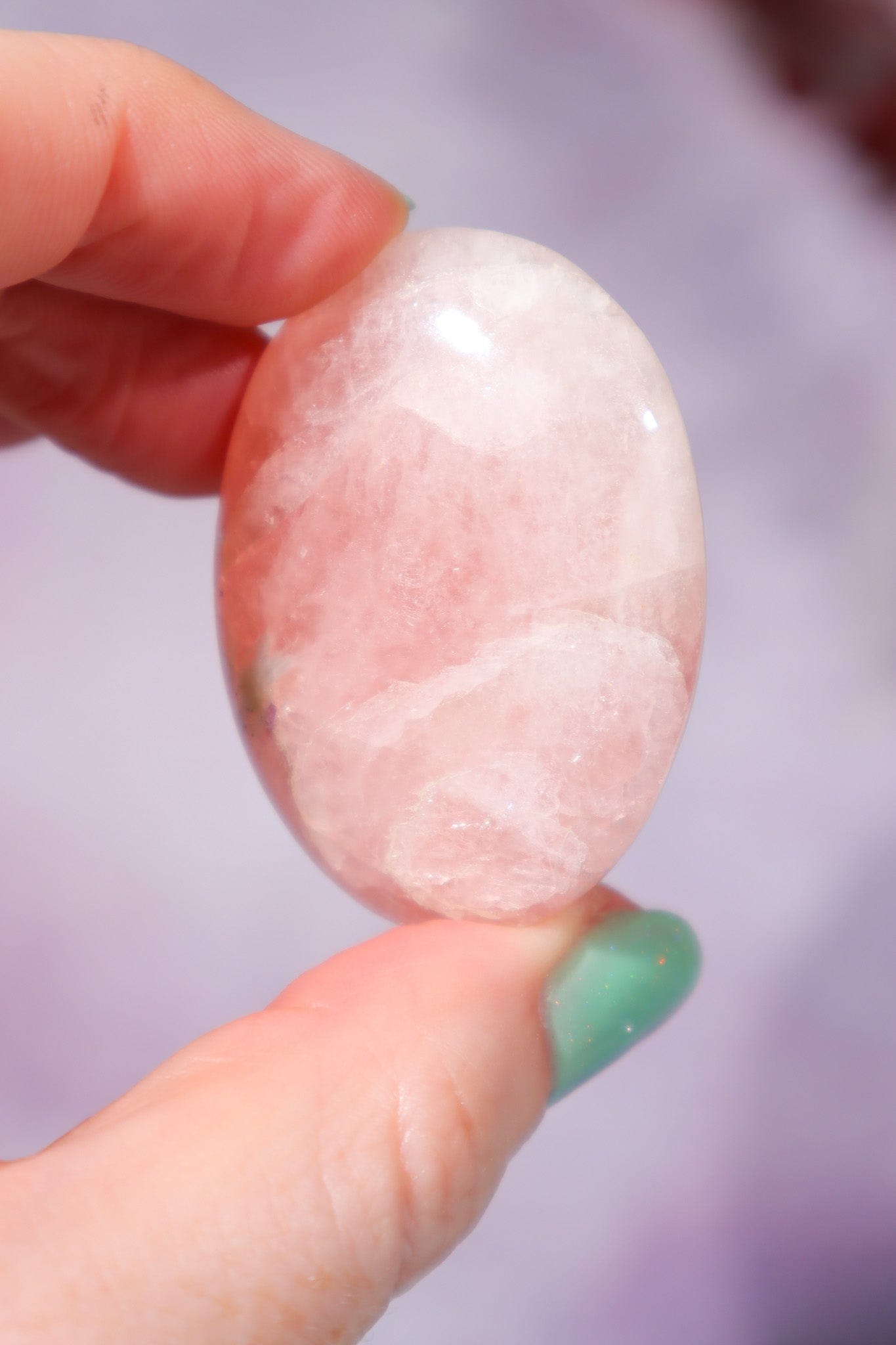 Morganite With Aquamarine Inclusion Palm Stone 4.2cm Palm Stones Tali & Loz Crystals