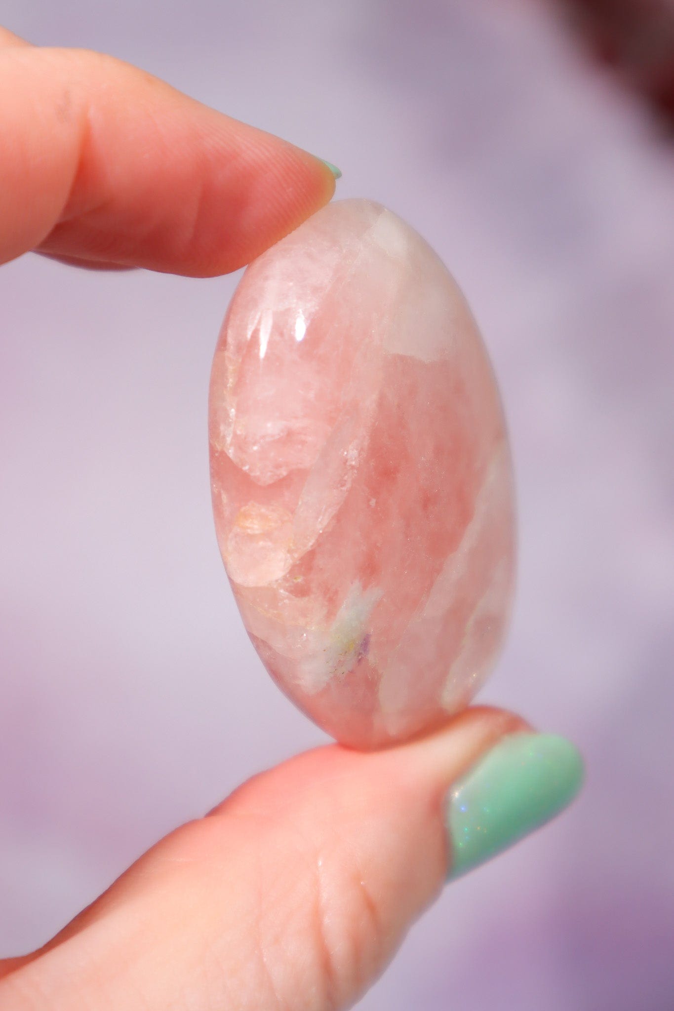 Morganite With Aquamarine Inclusion Palm Stone 4.2cm Palm Stones Tali & Loz Crystals