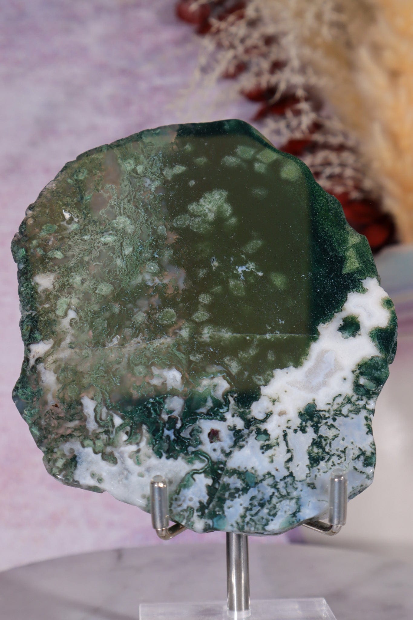 Moss Agate Slices Large 10-11cm, Intuitively Chosen Towers Tali & Loz Crystals