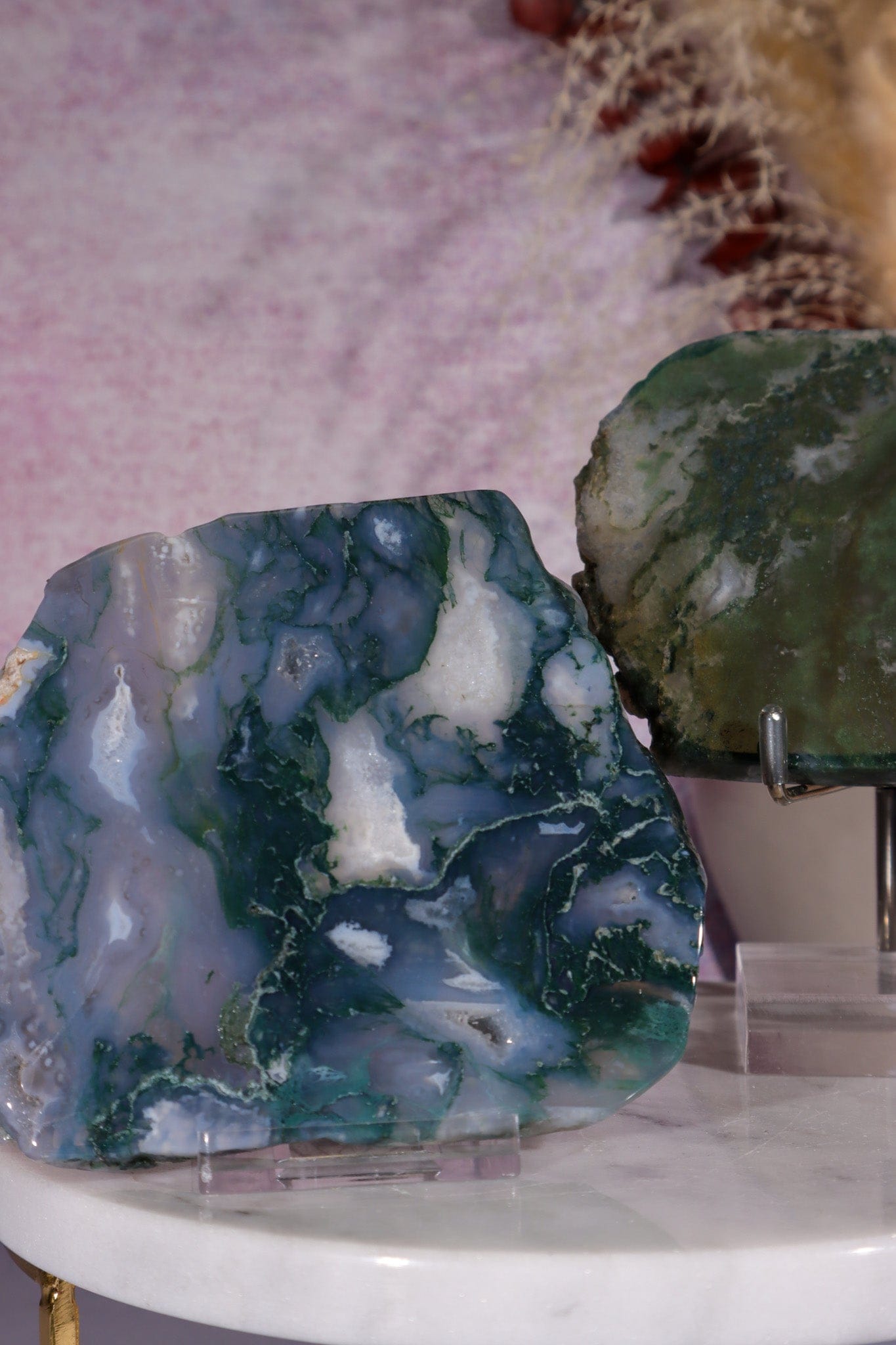 Moss Agate Slices Large 10-11cm, Intuitively Chosen Towers Tali & Loz Crystals