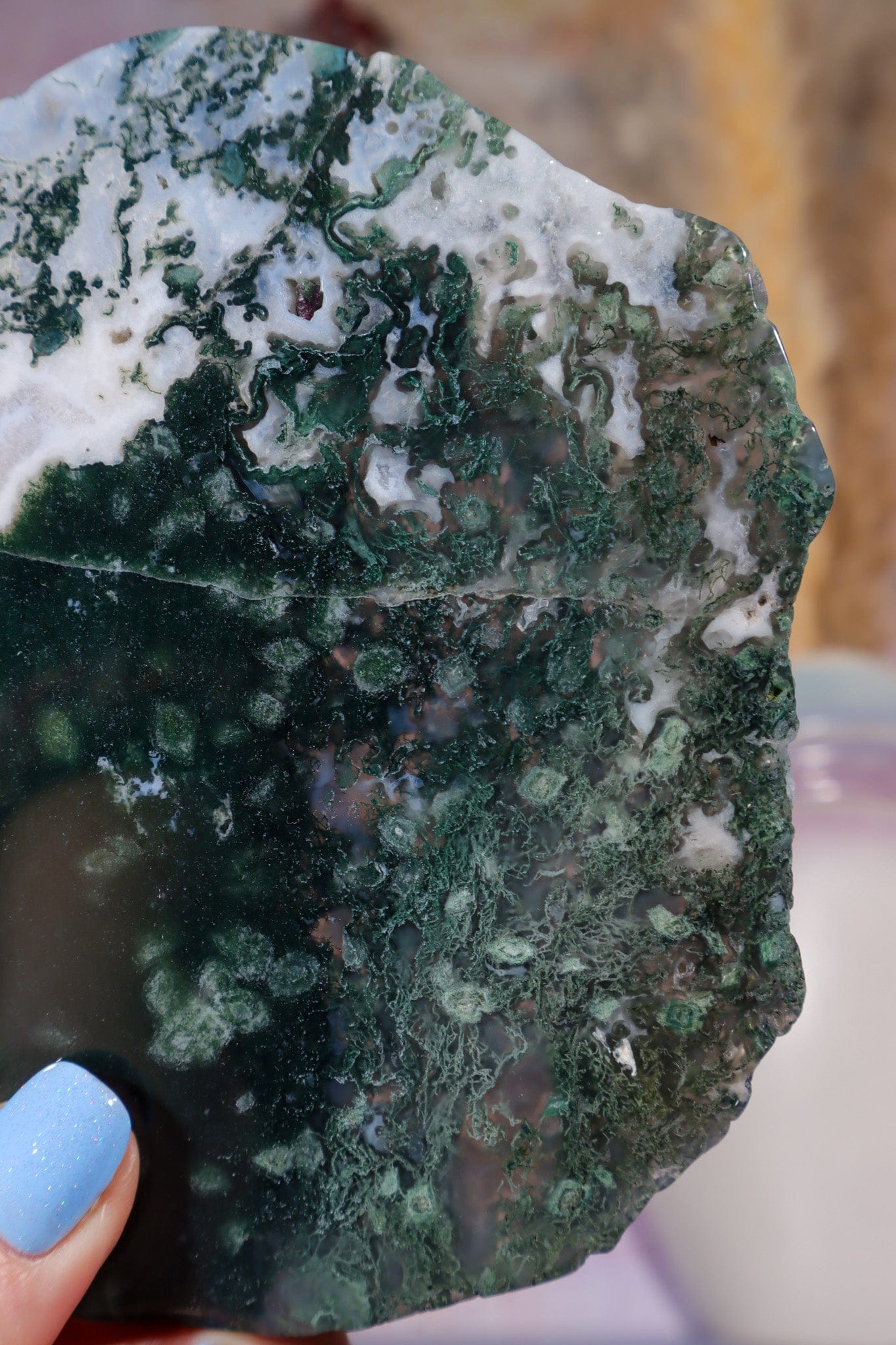 Moss Agate Slices Large 10-11cm, Intuitively Chosen Towers Tali & Loz Crystals