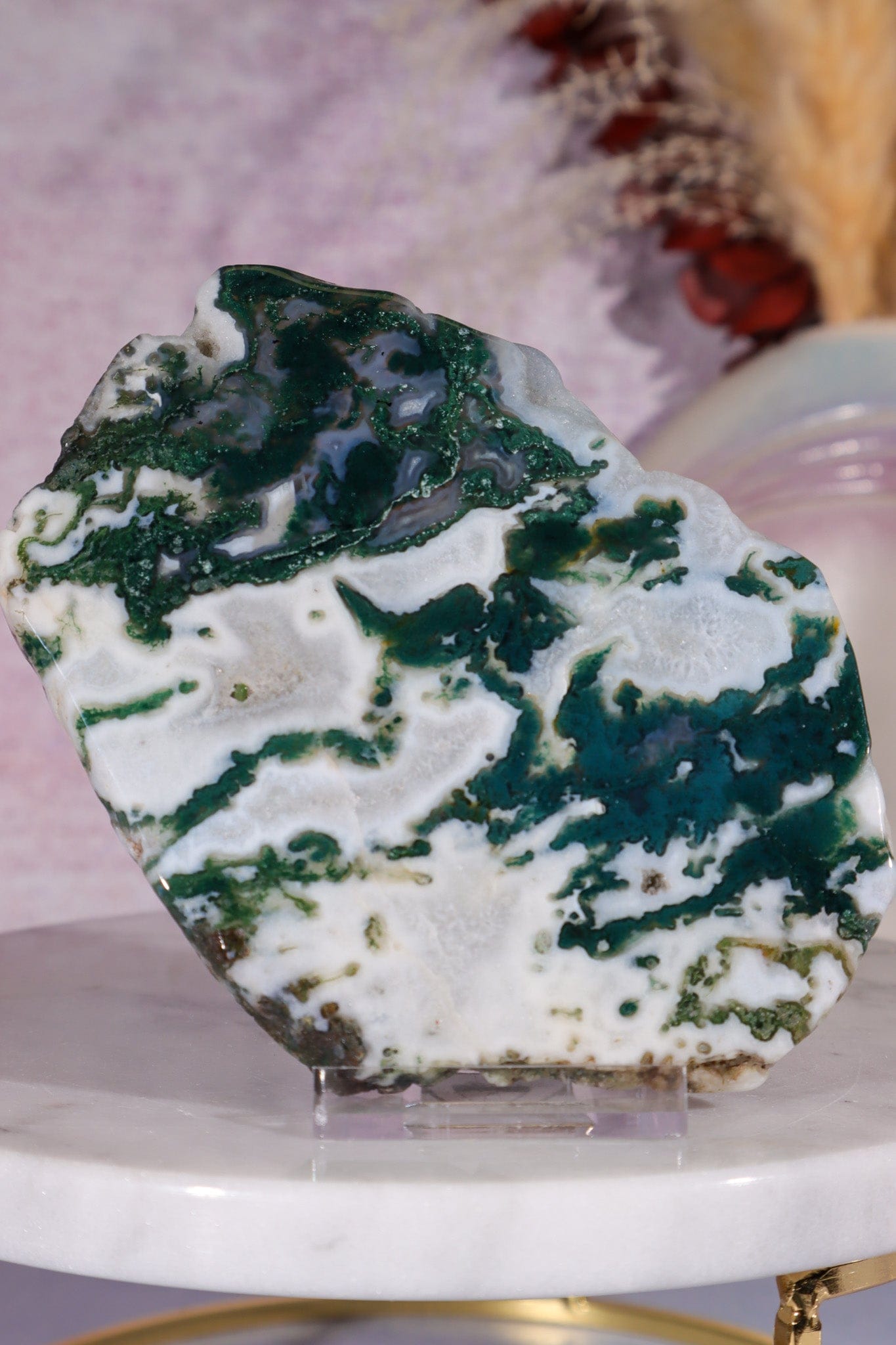 Moss Agate Slices Medium 9-10cm, Intuitively Chosen Towers Tali & Loz Crystals