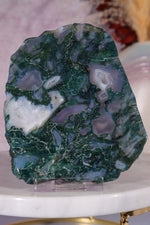Moss Agate Slices Medium 9-10cm, Intuitively Chosen Towers Tali & Loz Crystals