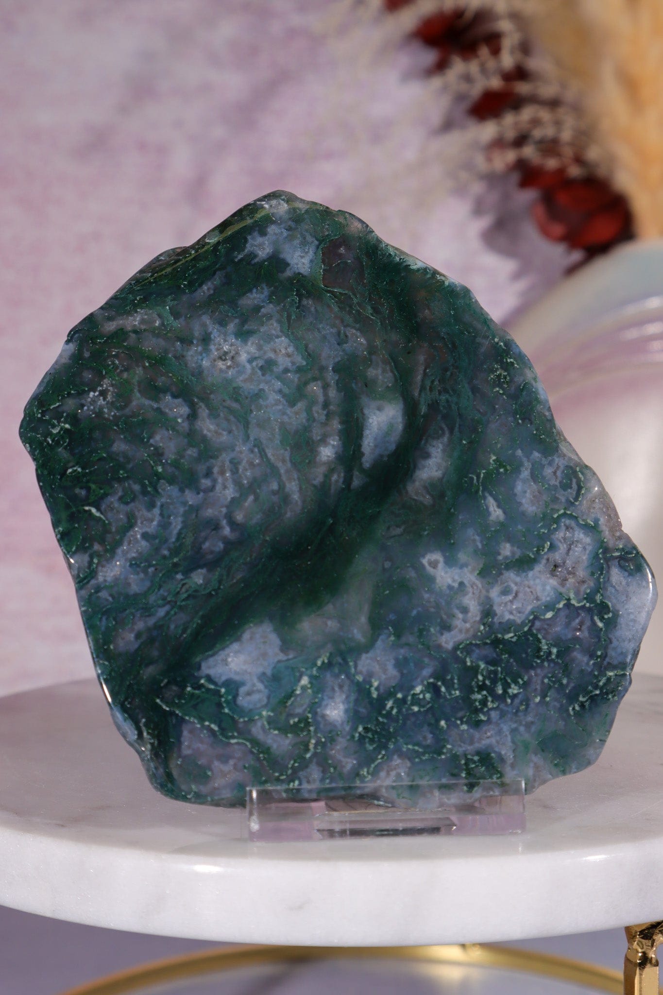 Moss Agate Slices Medium 9-10cm, Intuitively Chosen Towers Tali & Loz Crystals