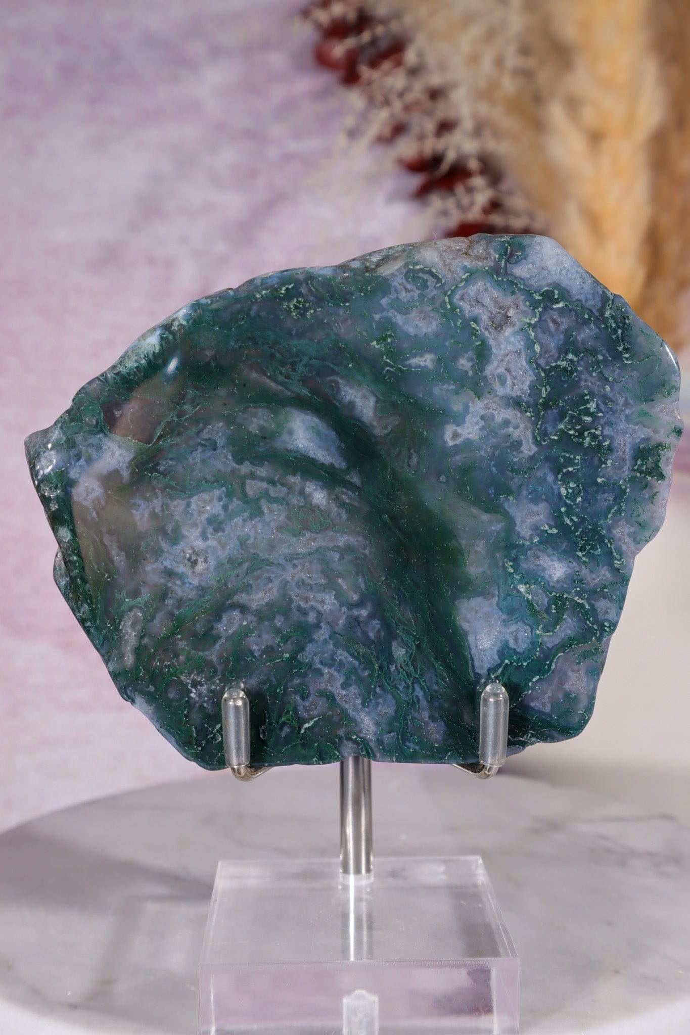 Moss Agate Slices Medium 9-10cm, Intuitively Chosen Towers Tali & Loz Crystals