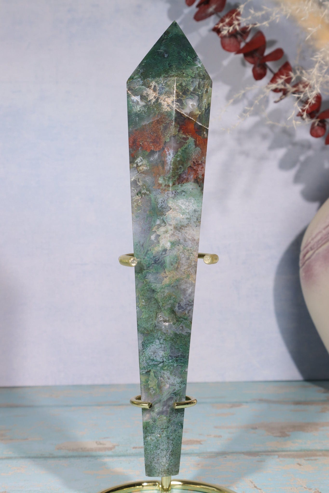 Moss Agate Wand 22cm Wand Tali & Loz Crystals