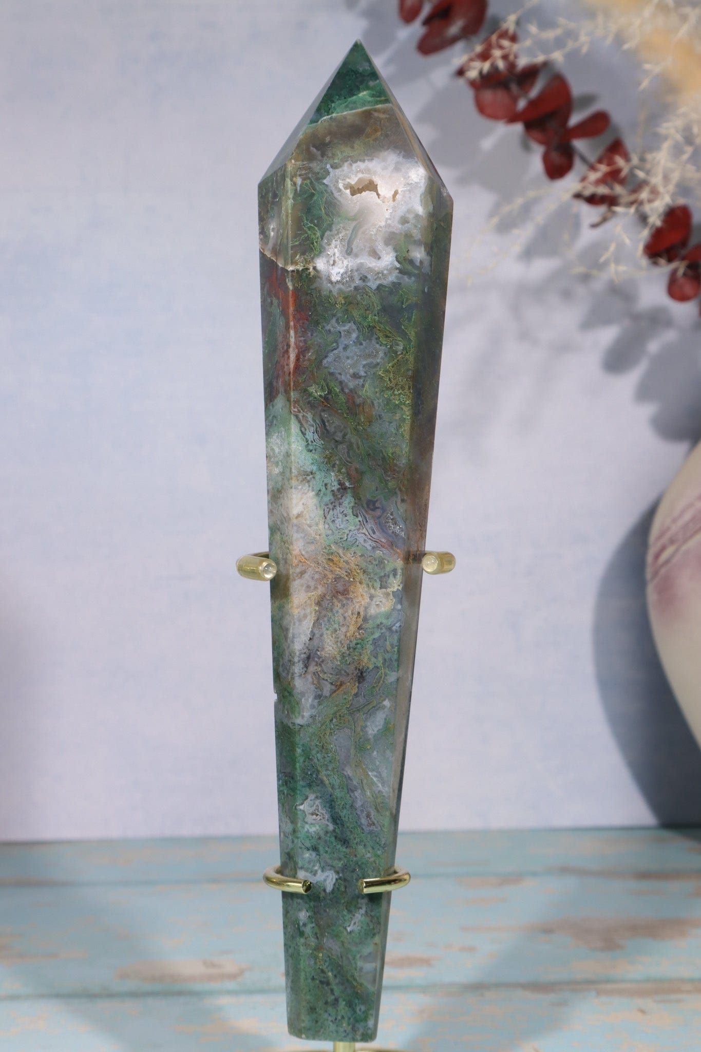 Moss Agate Wand 22cm Wand Tali & Loz Crystals
