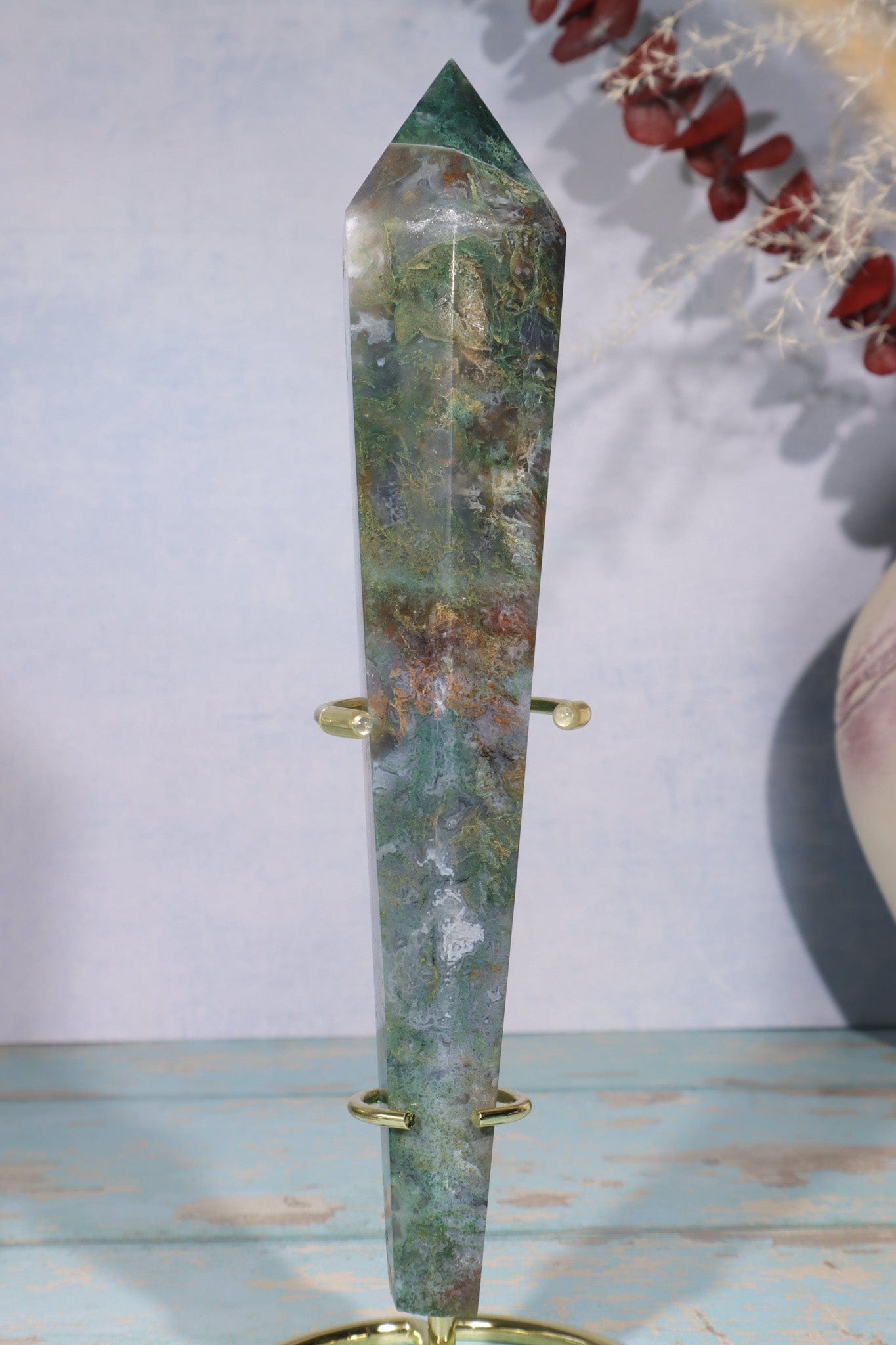 Moss Agate Wand 22cm Wand Tali & Loz Crystals