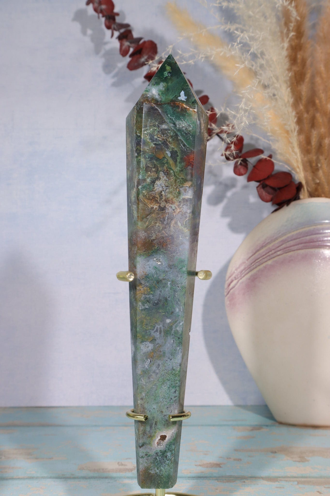 Moss Agate Wand 22cm Wand Tali & Loz Crystals
