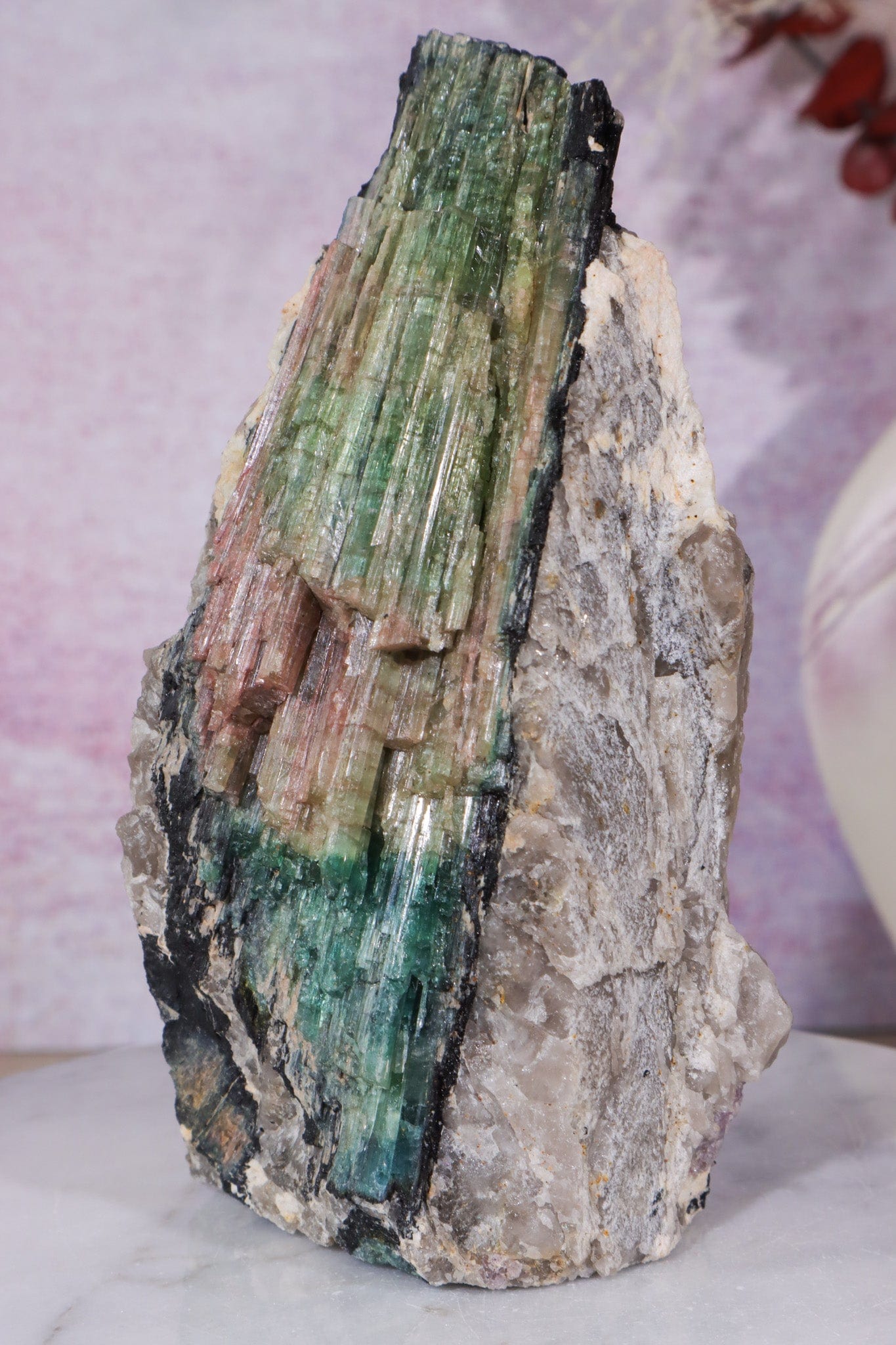 Multicolour Tourmaline With Stand From Quebec, Canada Specimen Tali & Loz Crystals