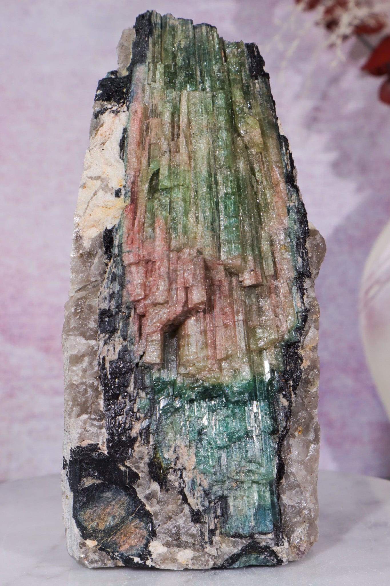 Multicolour Tourmaline With Stand From Quebec, Canada Specimen Tali & Loz Crystals