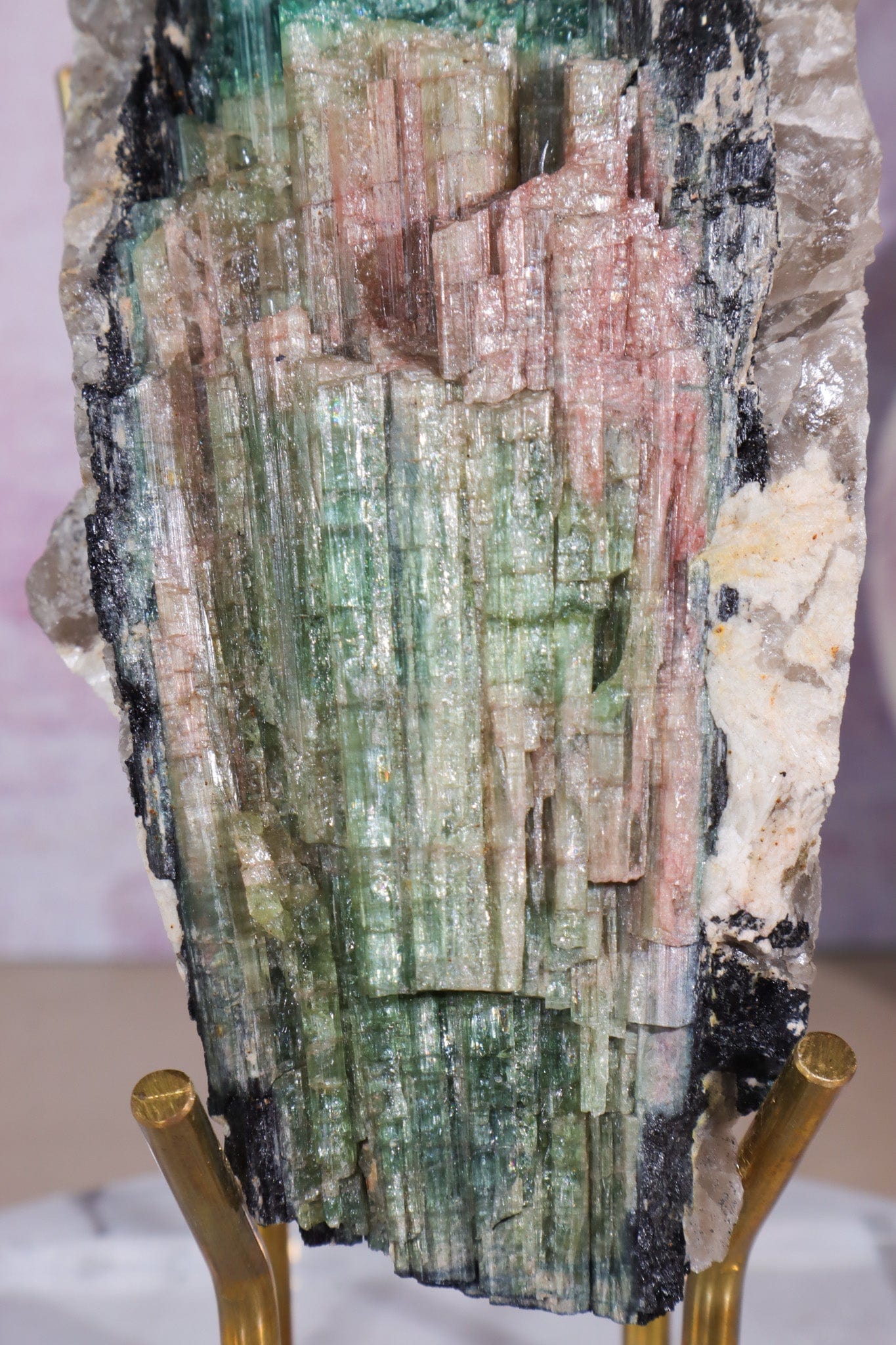 Multicolour Tourmaline With Stand From Quebec, Canada Specimen Tali & Loz Crystals