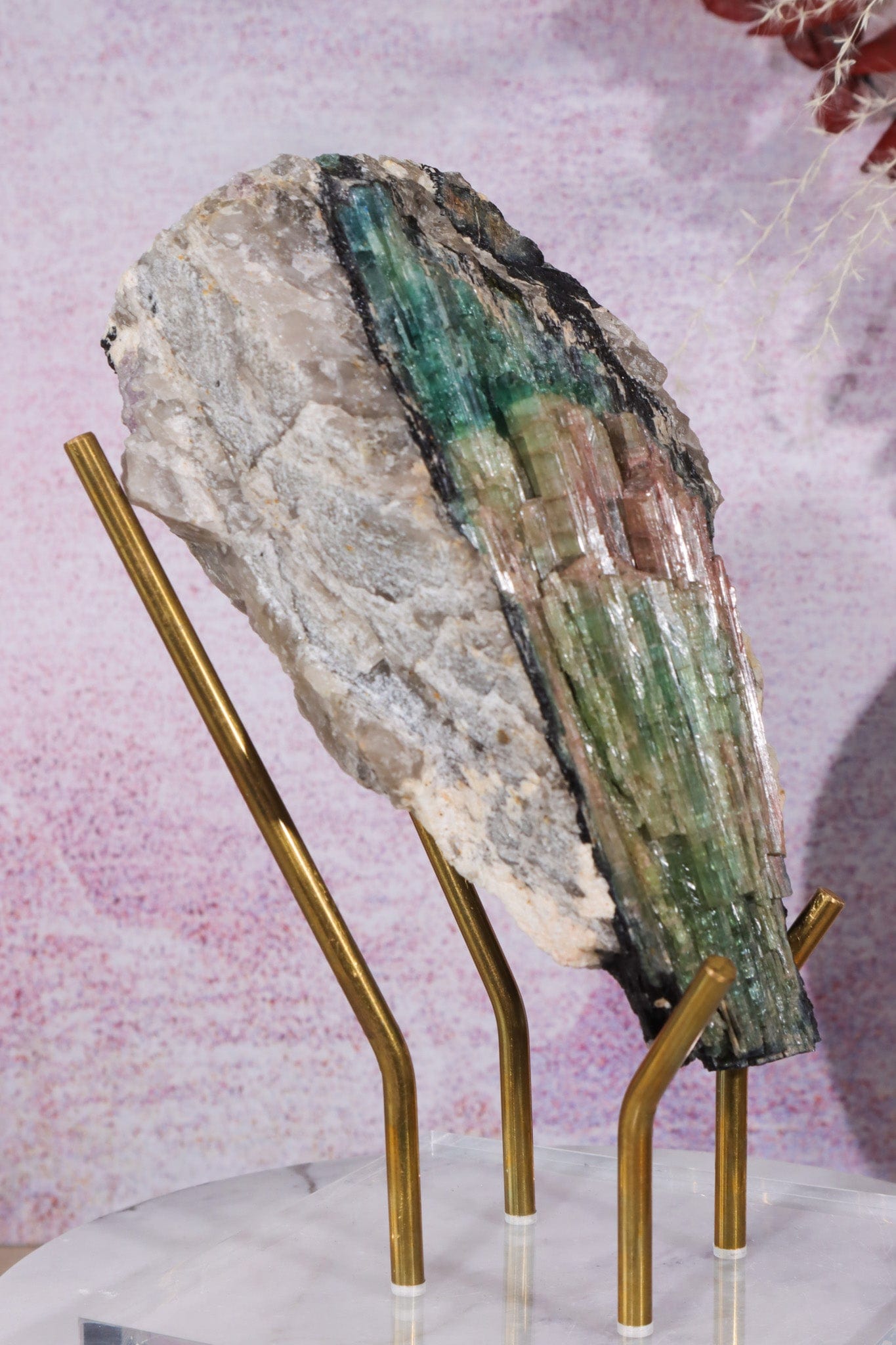 Multicolour Tourmaline With Stand From Quebec, Canada Specimen Tali & Loz Crystals