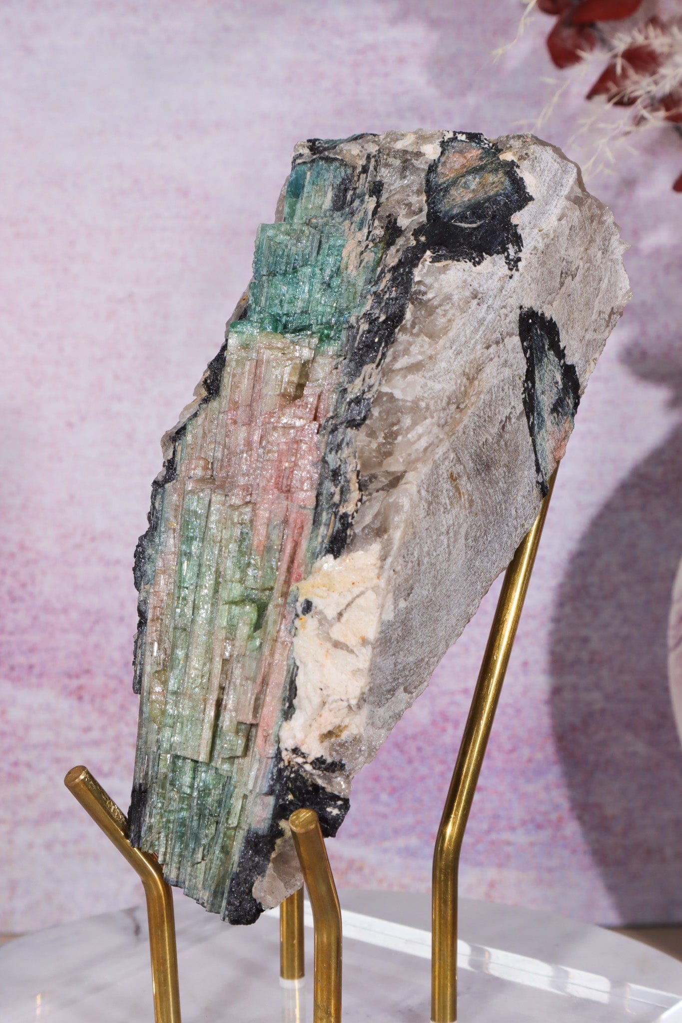 Multicolour Tourmaline With Stand From Quebec, Canada Specimen Tali & Loz Crystals