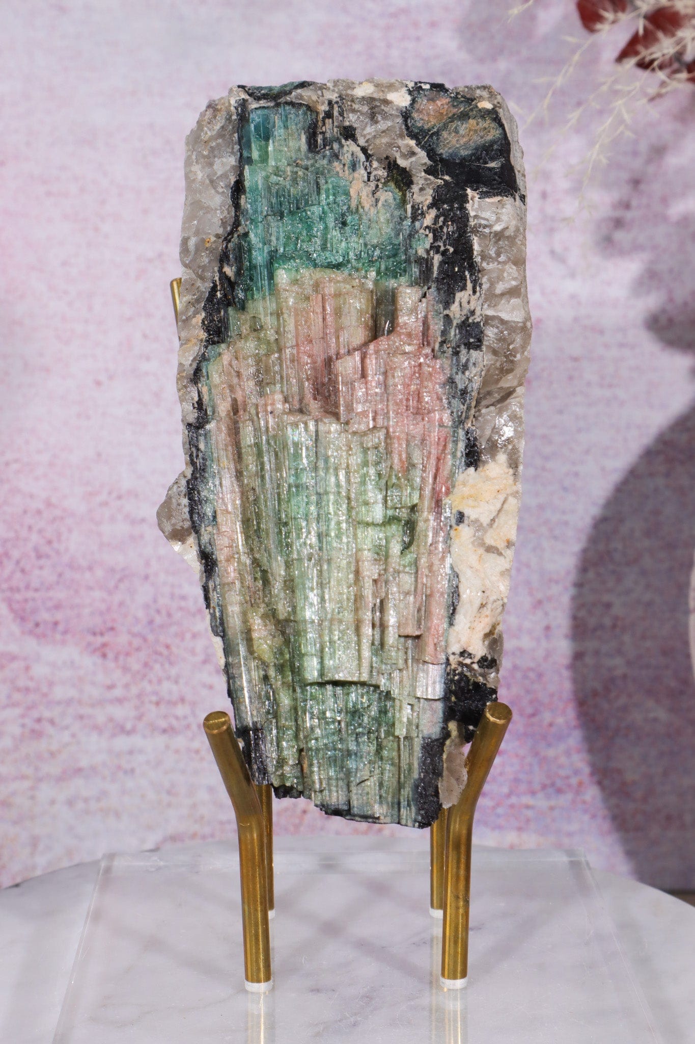 Multicolour Tourmaline With Stand From Quebec, Canada Specimen Tali & Loz Crystals