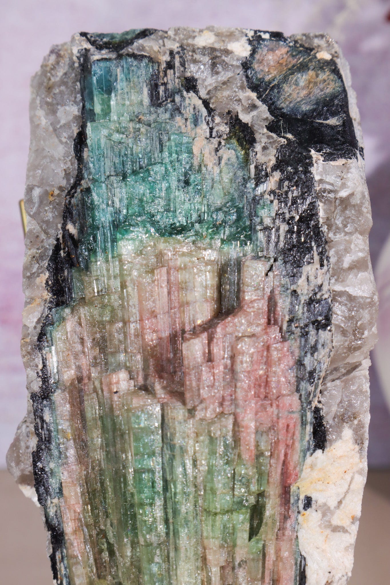 Multicolour Tourmaline With Stand From Quebec, Canada Specimen Tali & Loz Crystals
