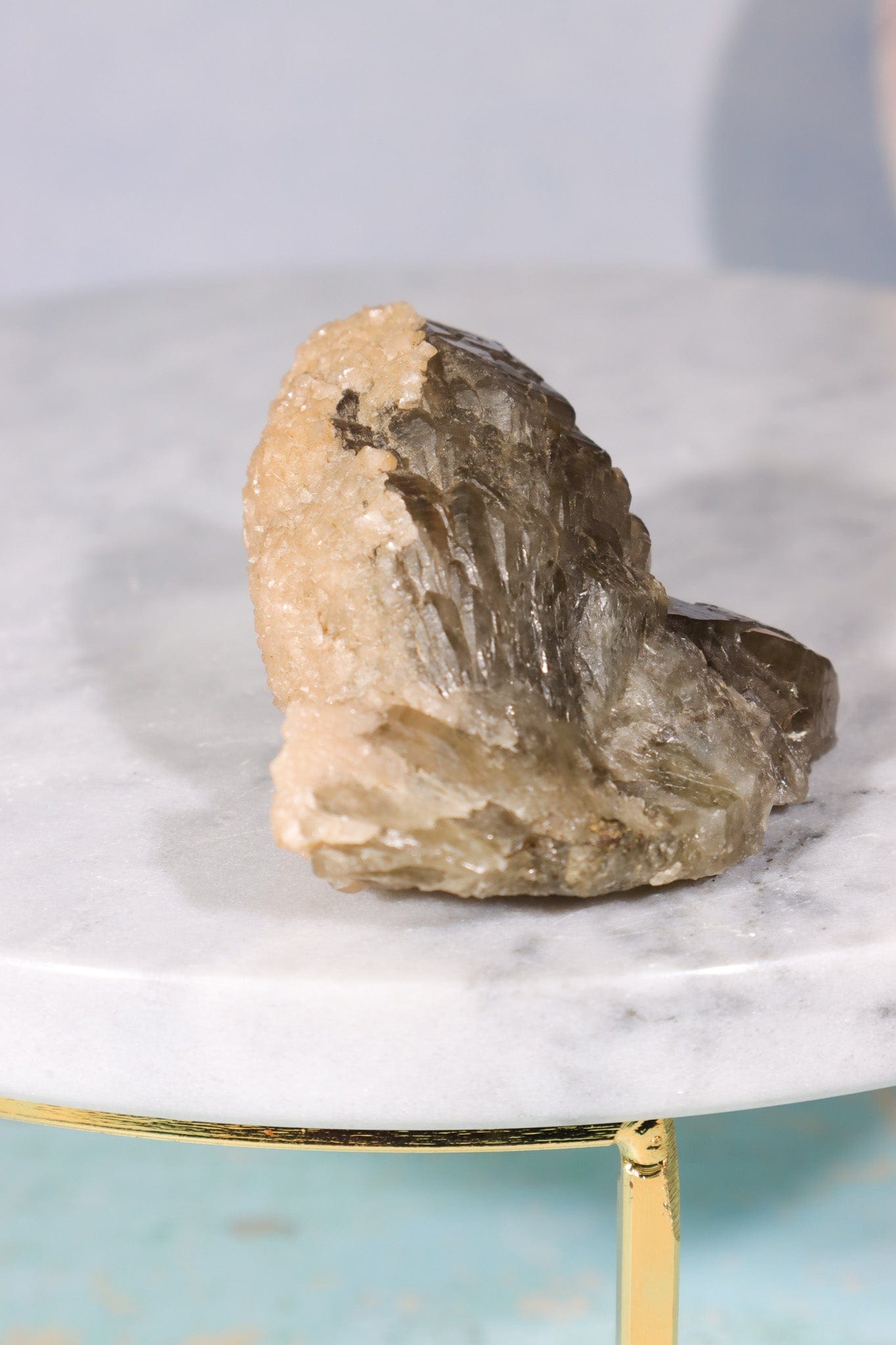 Natural Elestial Smokey Quartz Point With Calcite 6cm Points Tali & Loz Crystals