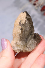 Natural Elestial Smokey Quartz Point With Calcite 6cm Points Tali & Loz Crystals